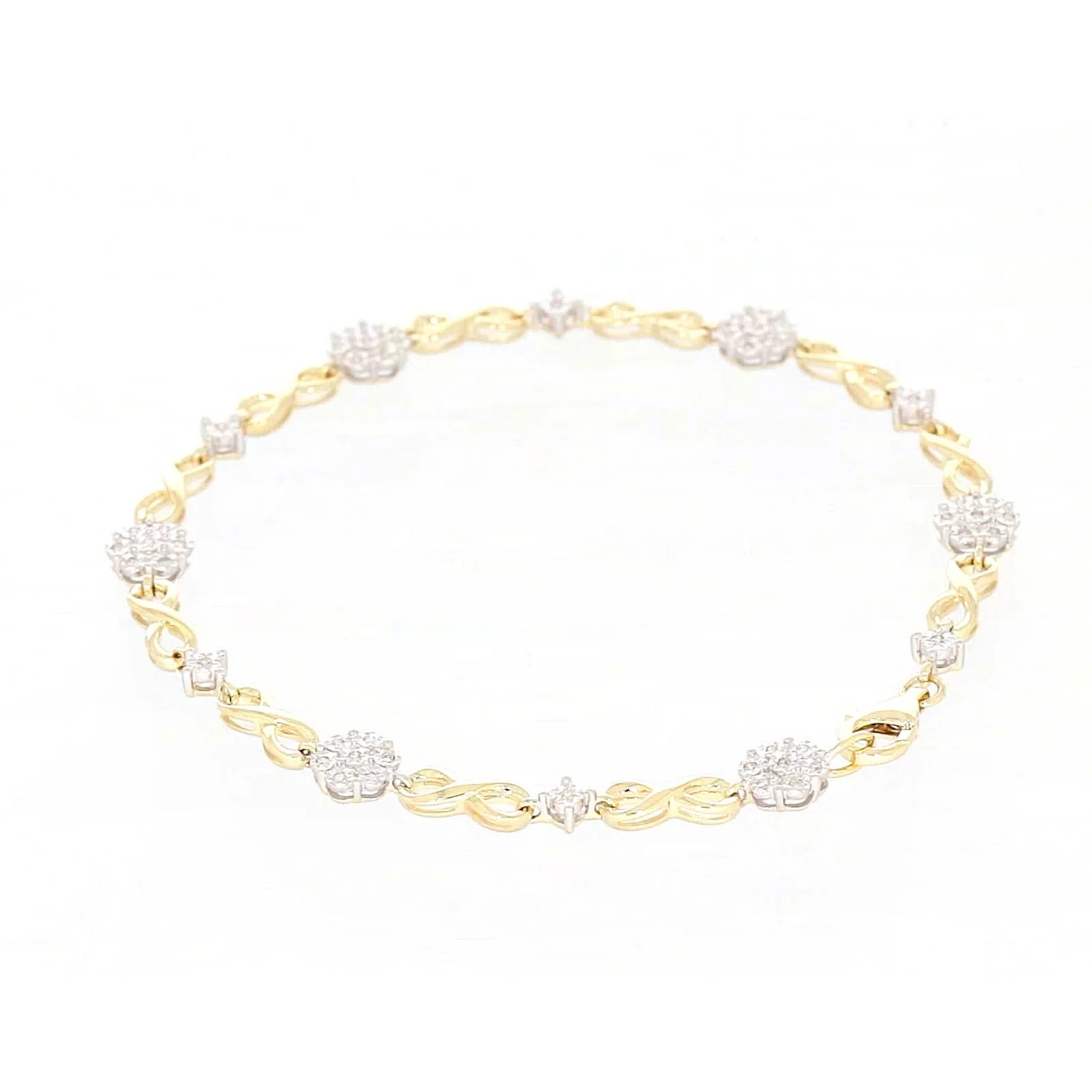 9ct Yellow Gold Round Brilliant Cut 0.15 Carat tw of Diamonds Bracelet - Image 25