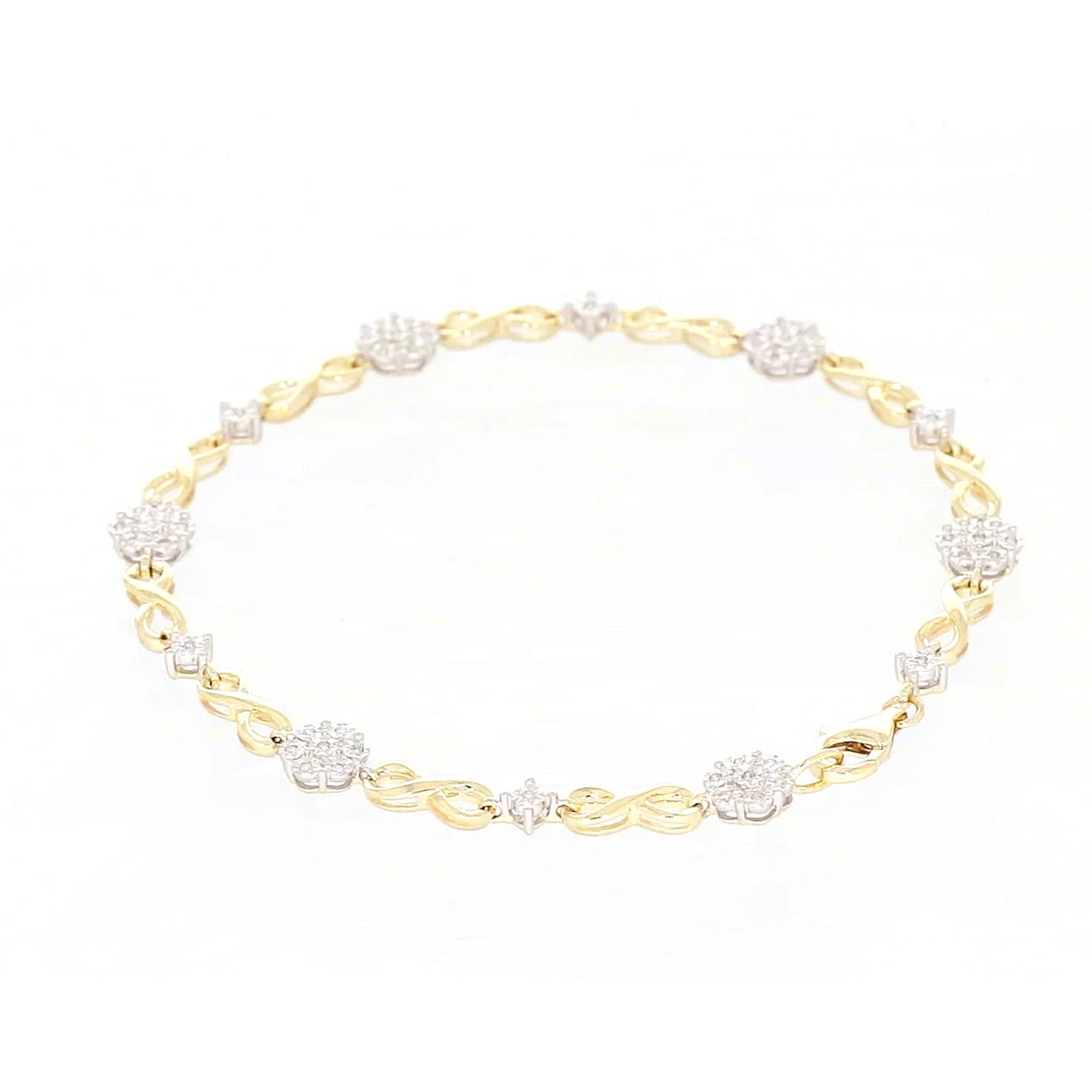 9ct Yellow Gold Round Brilliant Cut 0.15 Carat tw of Diamonds Bracelet - Image 26