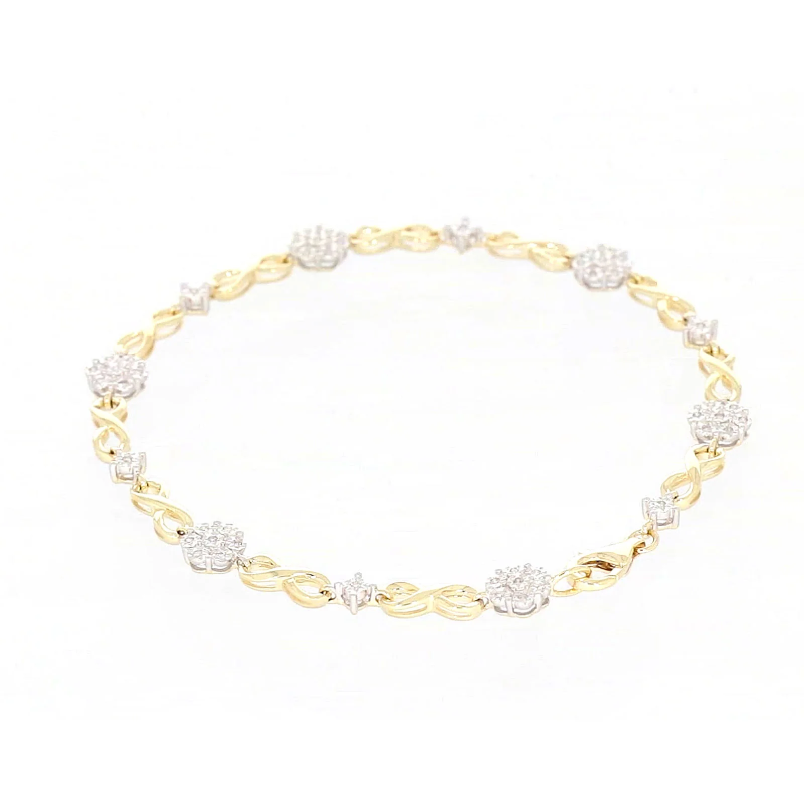 9ct Yellow Gold Round Brilliant Cut 0.15 Carat tw of Diamonds Bracelet - Image 27