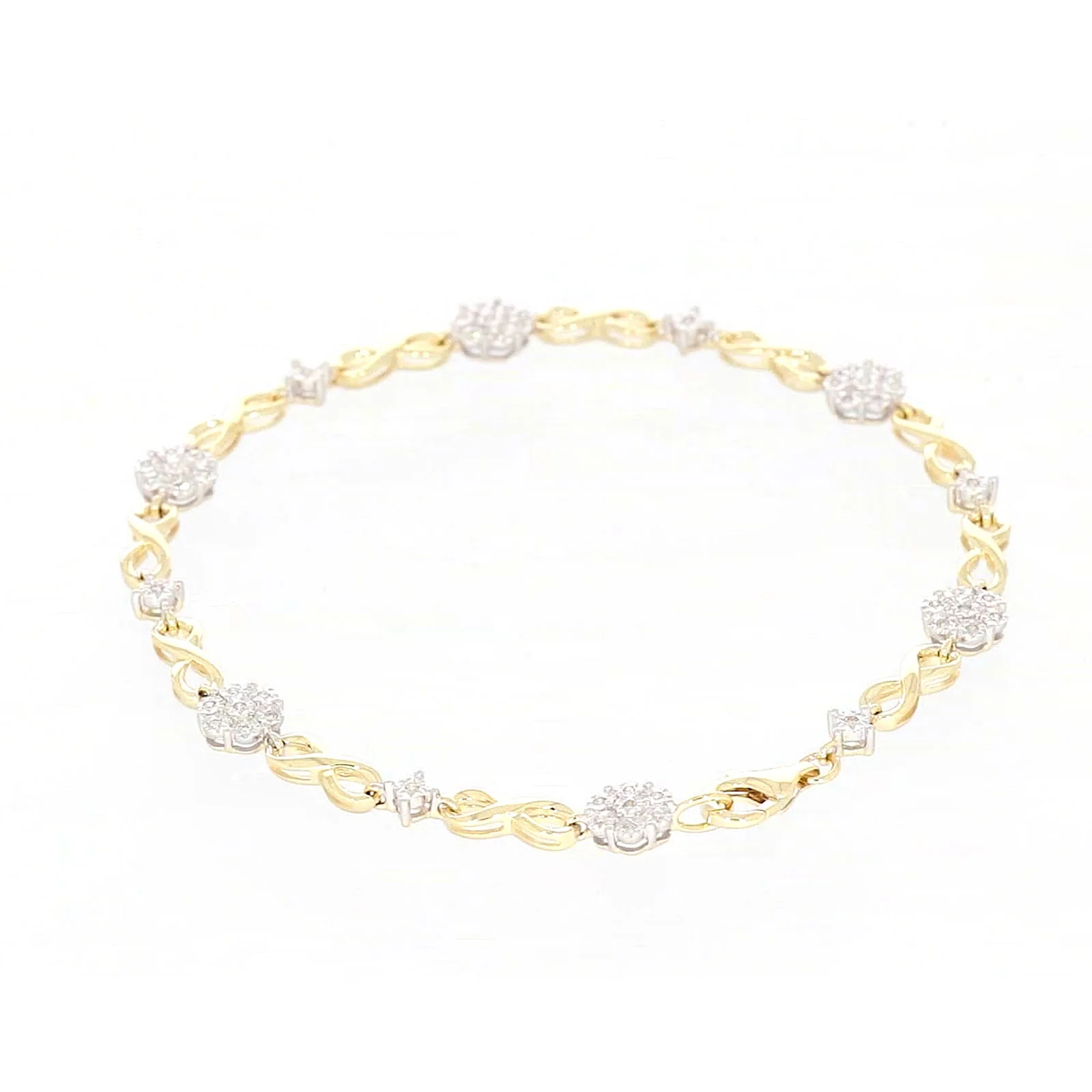 9ct Yellow Gold Round Brilliant Cut 0.15 Carat tw of Diamonds Bracelet - Image 29