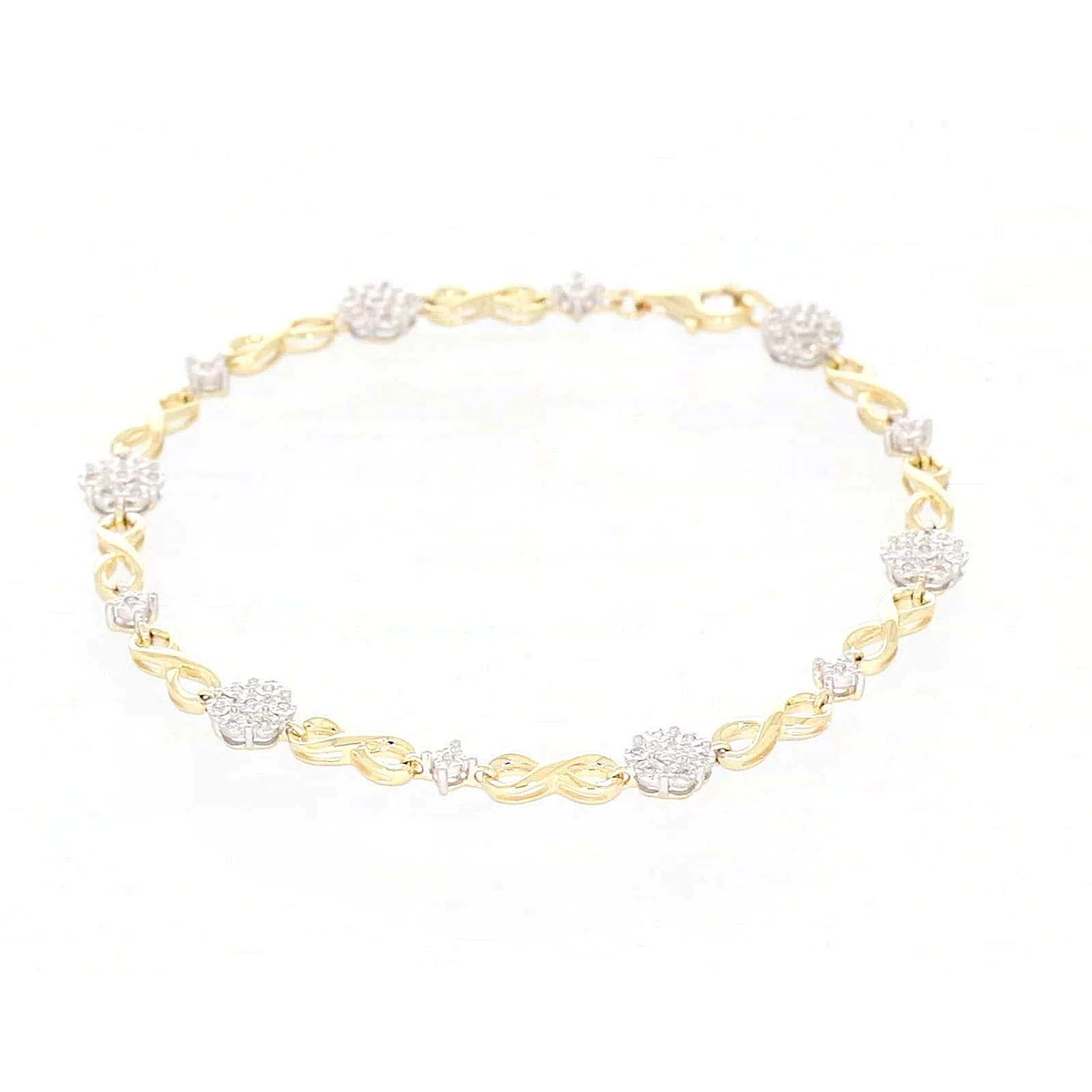 9ct Yellow Gold Round Brilliant Cut 0.15 Carat tw of Diamonds Bracelet - Image 3