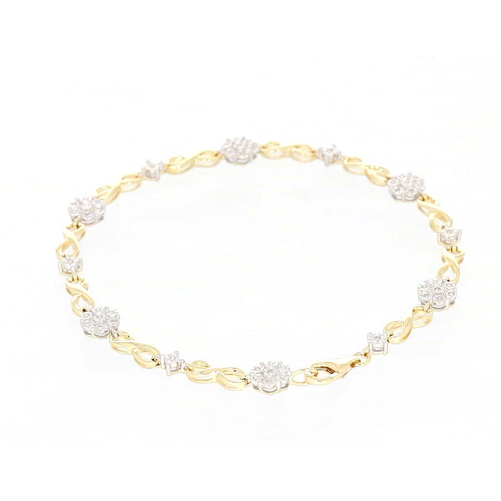 9ct Yellow Gold Round Brilliant Cut 0.15 Carat tw of Diamonds Bracelet - Image 30