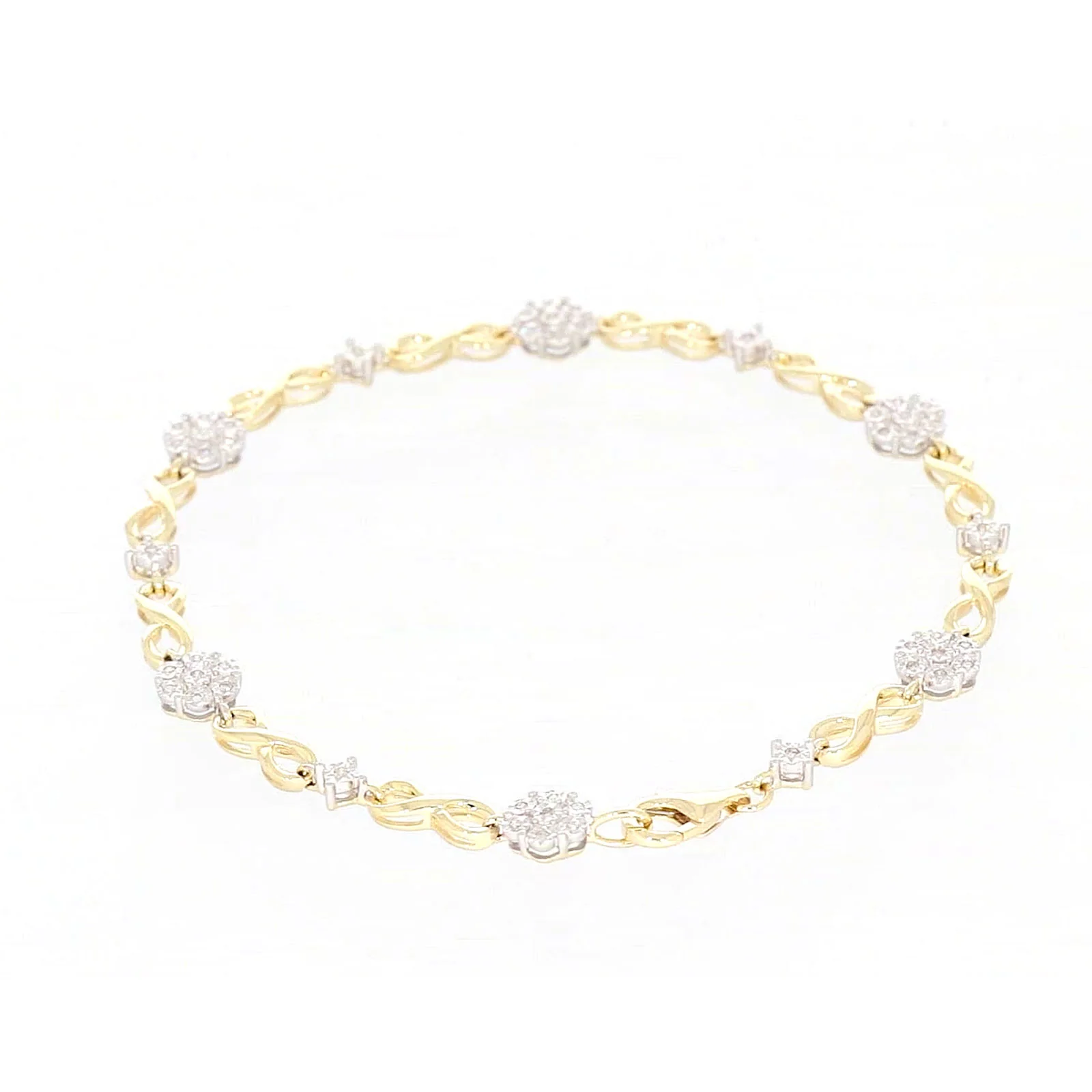 9ct Yellow Gold Round Brilliant Cut 0.15 Carat tw of Diamonds Bracelet - Image 31