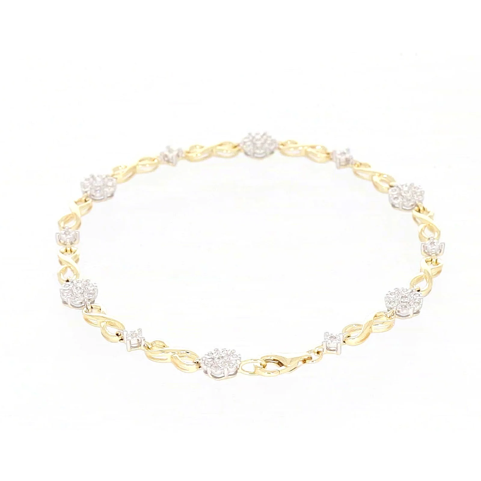 9ct Yellow Gold Round Brilliant Cut 0.15 Carat tw of Diamonds Bracelet - Image 32
