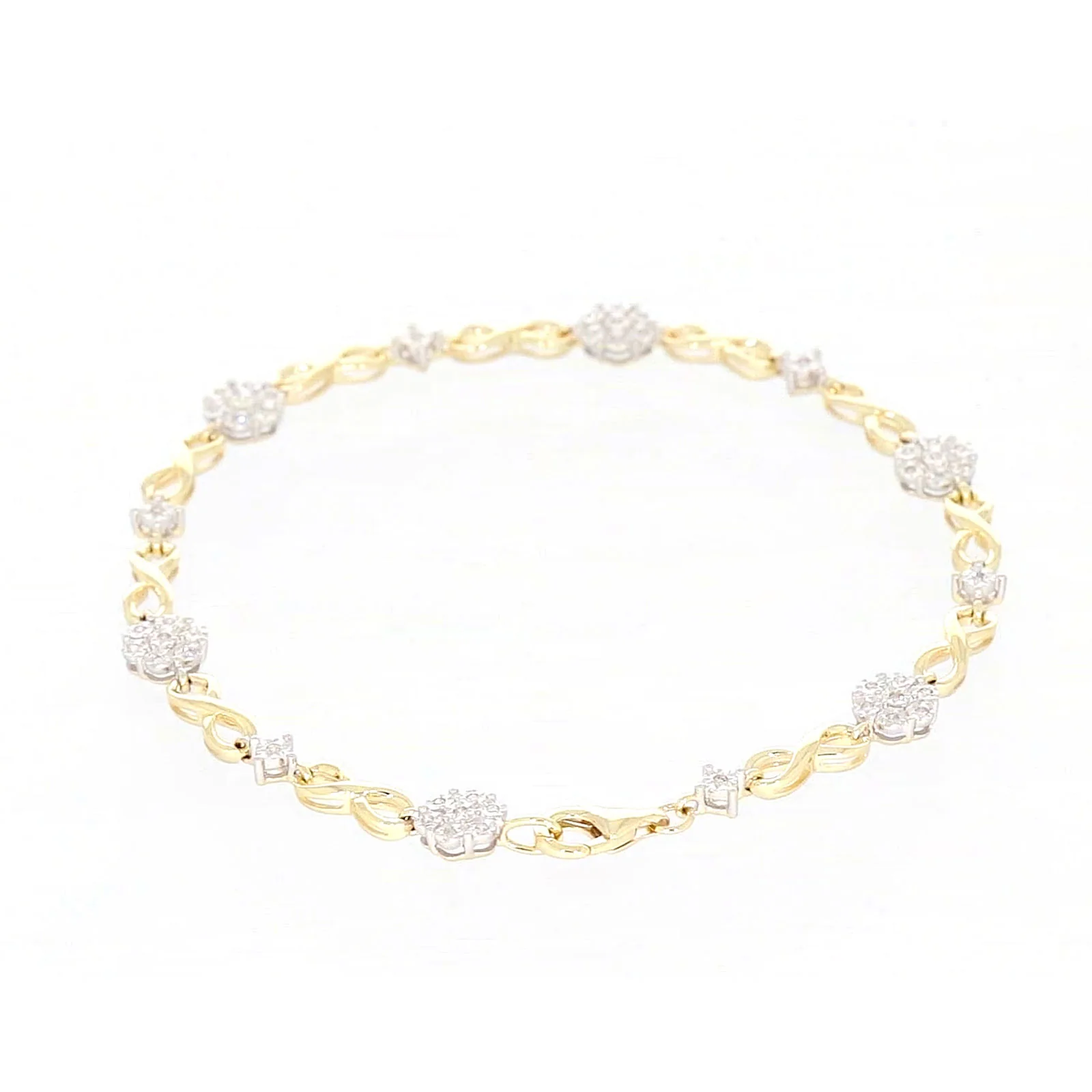 9ct Yellow Gold Round Brilliant Cut 0.15 Carat tw of Diamonds Bracelet - Image 33