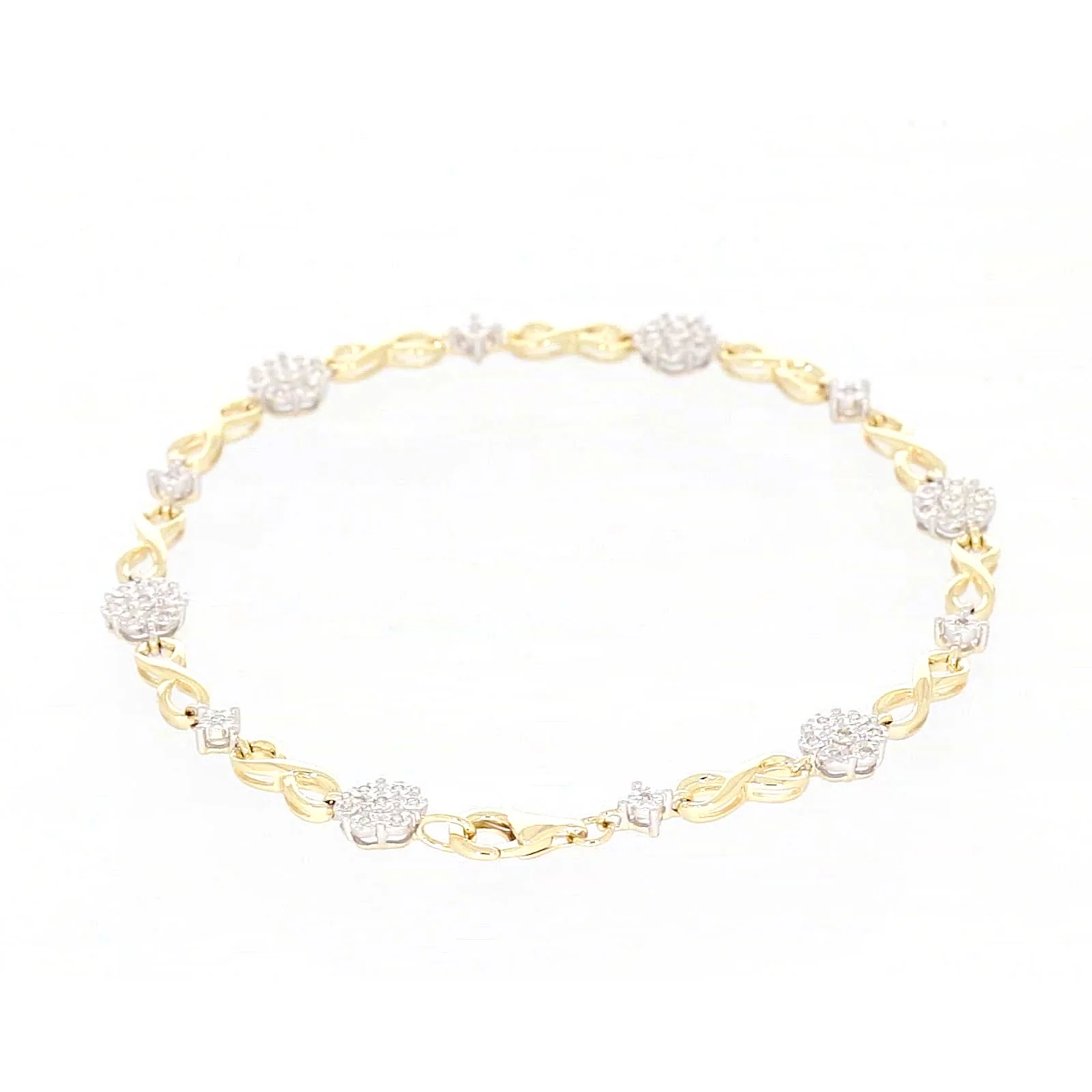 9ct Yellow Gold Round Brilliant Cut 0.15 Carat tw of Diamonds Bracelet - Image 35
