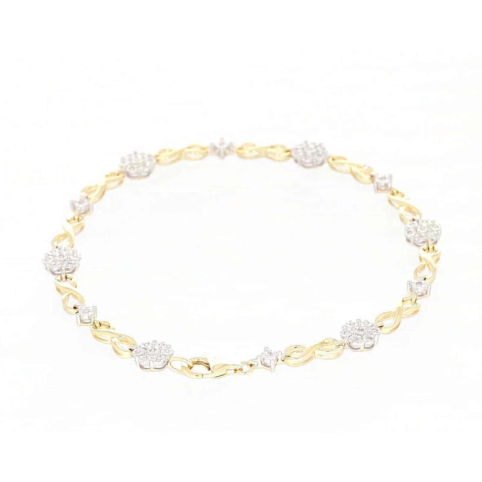 9ct Yellow Gold Round Brilliant Cut 0.15 Carat tw of Diamonds Bracelet - Image 36