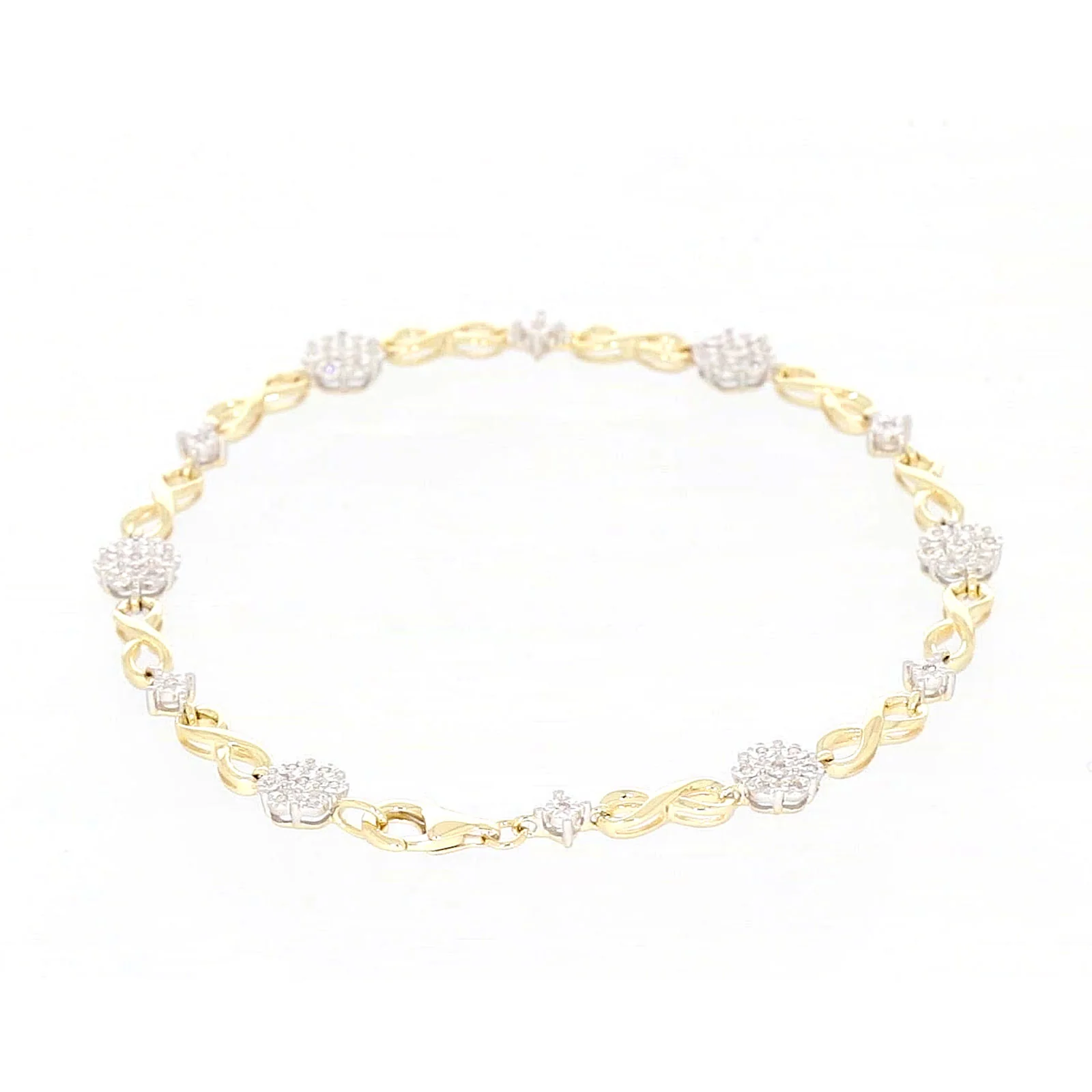 9ct Yellow Gold Round Brilliant Cut 0.15 Carat tw of Diamonds Bracelet - Image 37
