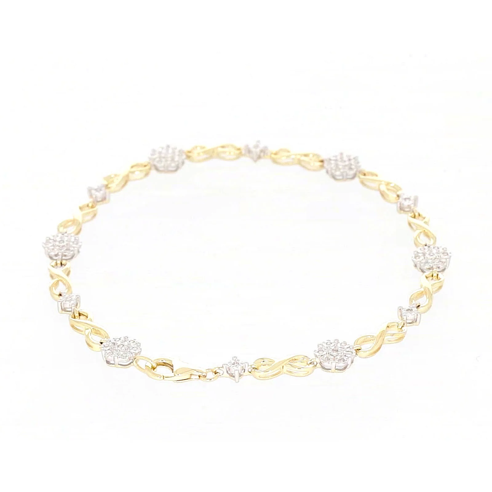 9ct Yellow Gold Round Brilliant Cut 0.15 Carat tw of Diamonds Bracelet - Image 38