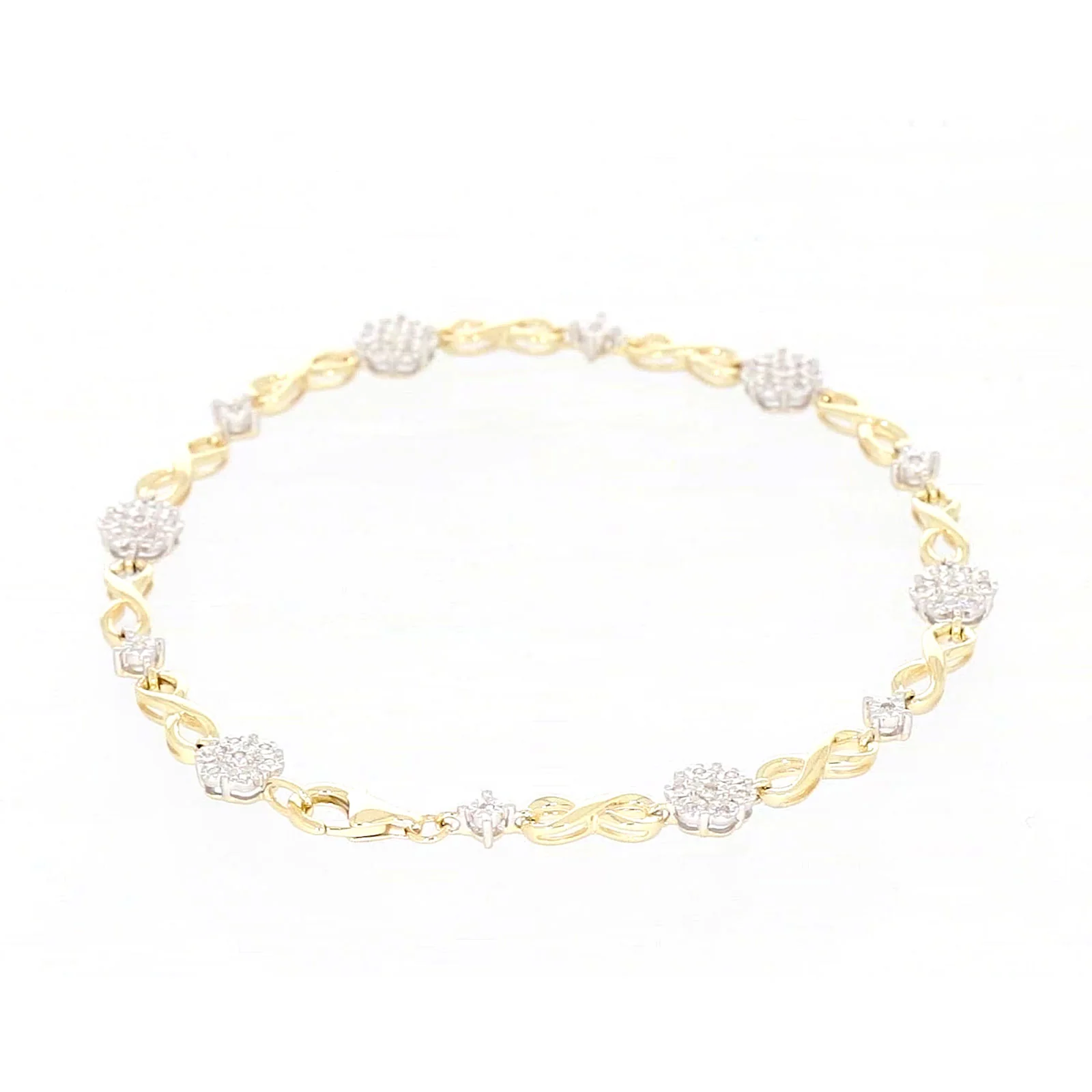 9ct Yellow Gold Round Brilliant Cut 0.15 Carat tw of Diamonds Bracelet - Image 39