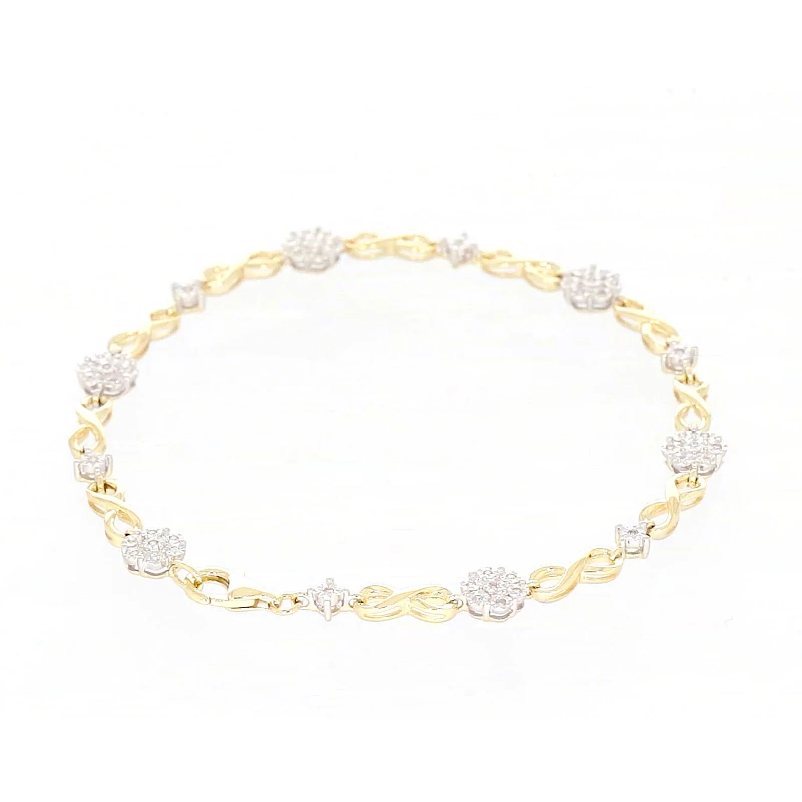 9ct Yellow Gold Round Brilliant Cut 0.15 Carat tw of Diamonds Bracelet - Image 40