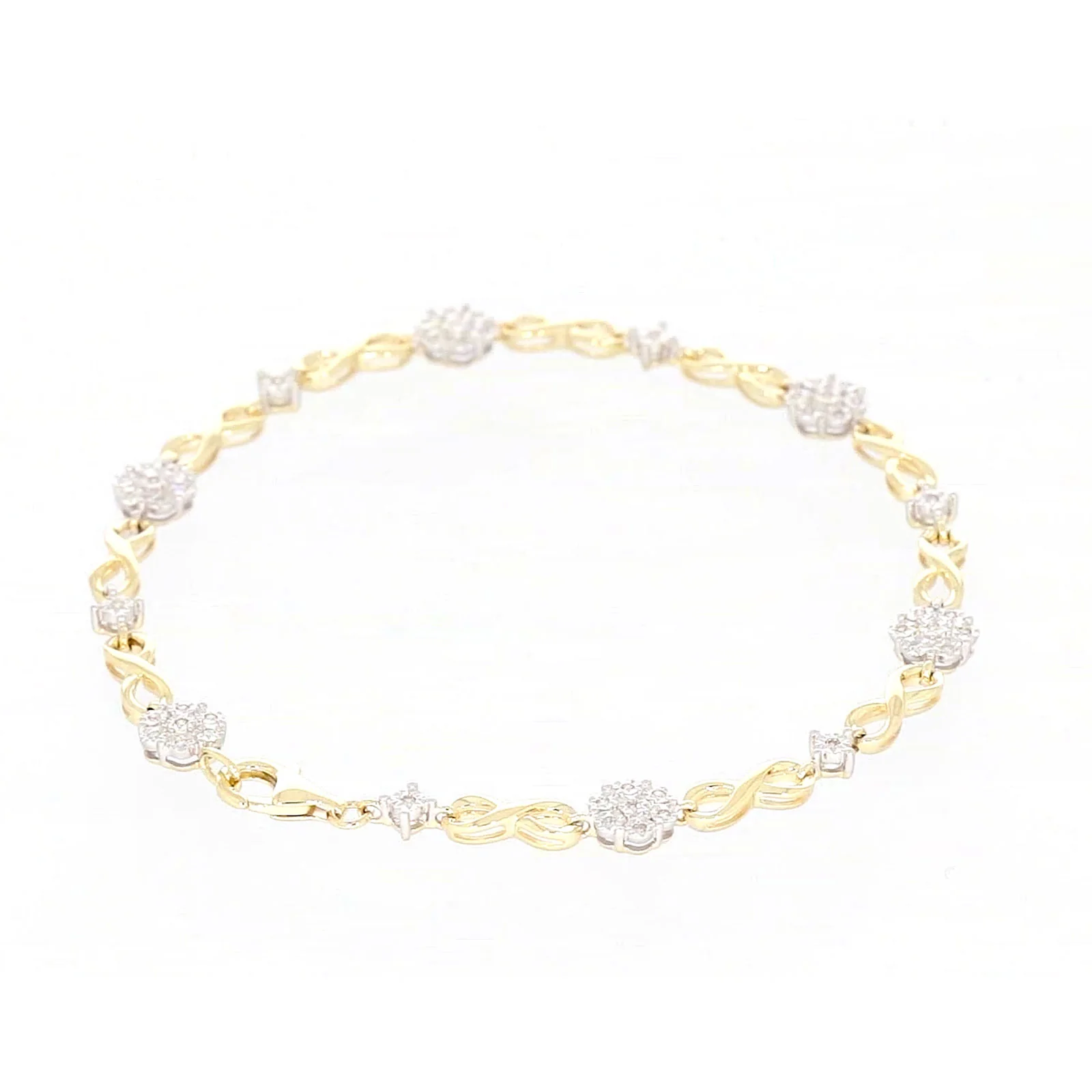 9ct Yellow Gold Round Brilliant Cut 0.15 Carat tw of Diamonds Bracelet - Image 41