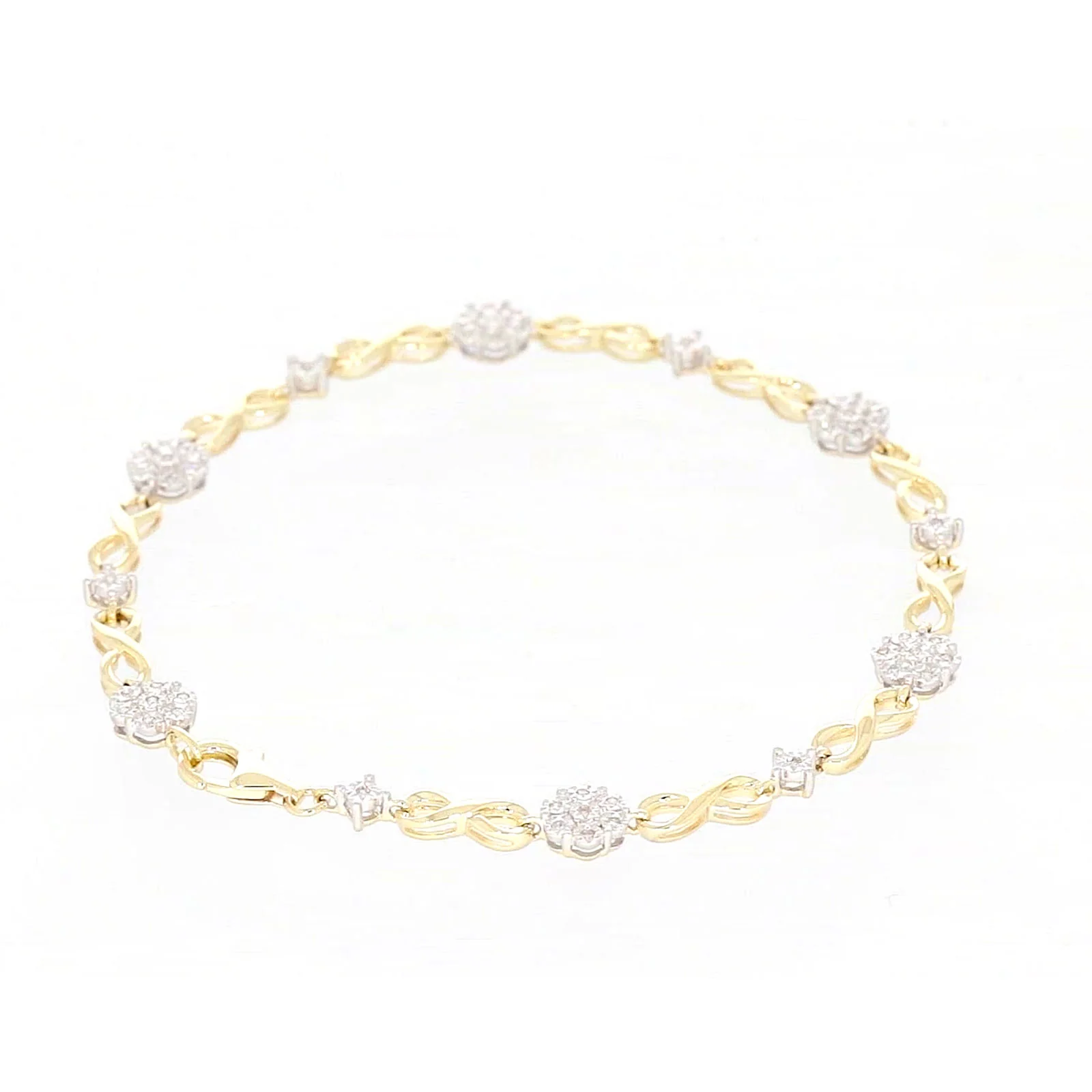 9ct Yellow Gold Round Brilliant Cut 0.15 Carat tw of Diamonds Bracelet - Image 42