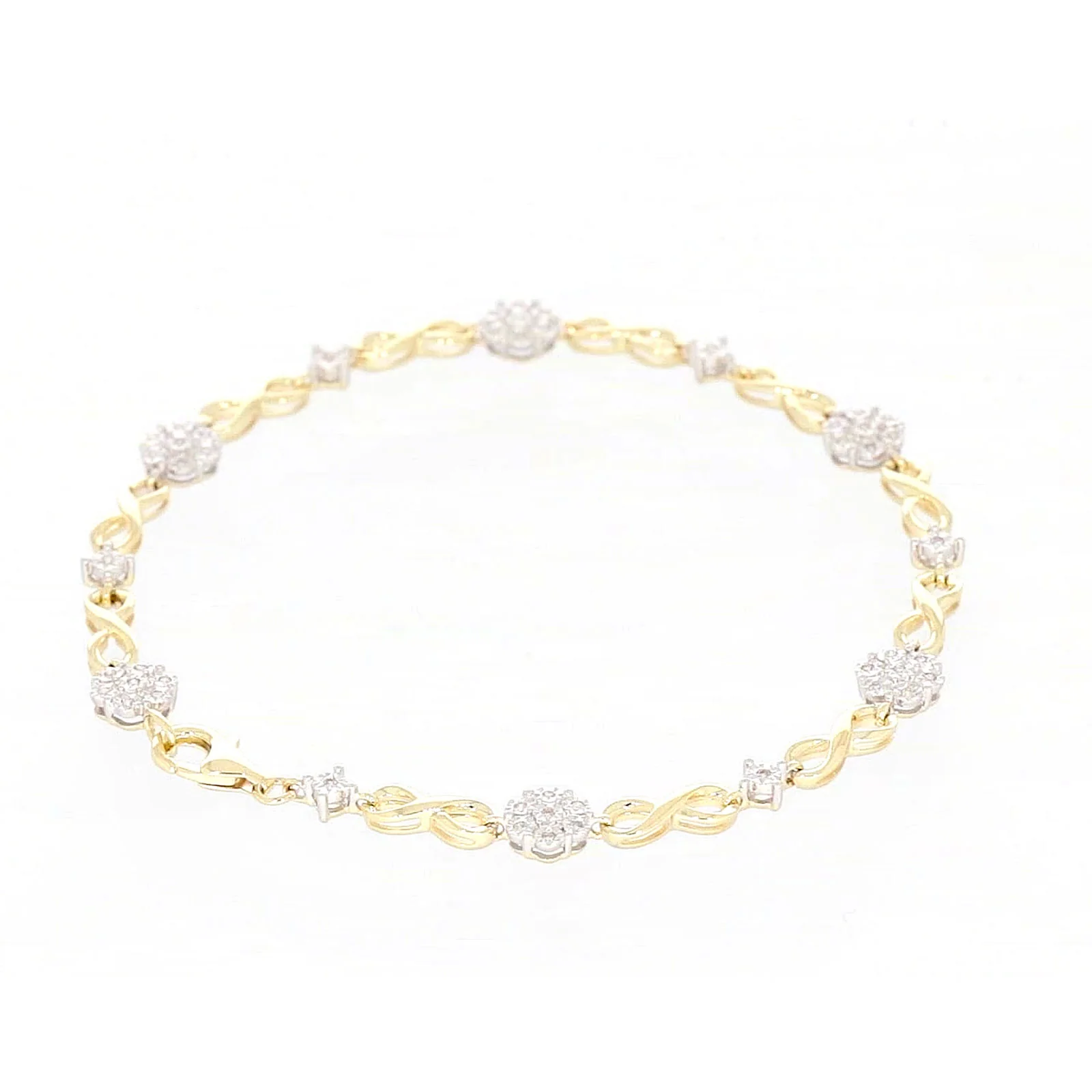 9ct Yellow Gold Round Brilliant Cut 0.15 Carat tw of Diamonds Bracelet - Image 43