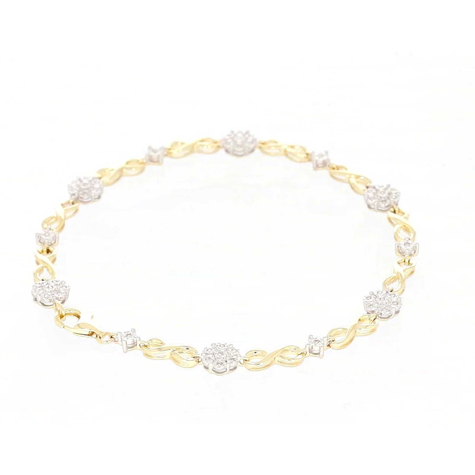 9ct Yellow Gold Round Brilliant Cut 0.15 Carat tw of Diamonds Bracelet - Image 44