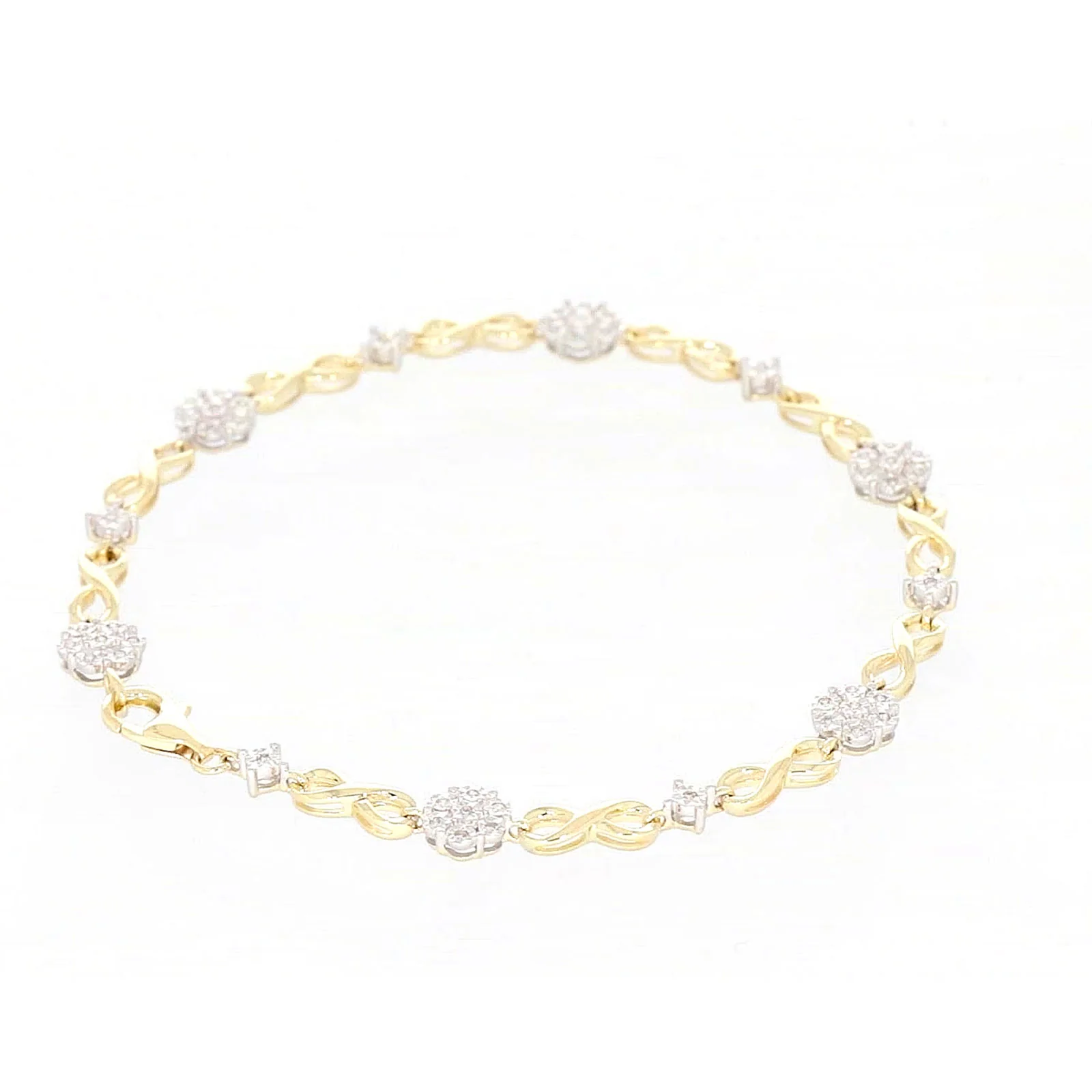 9ct Yellow Gold Round Brilliant Cut 0.15 Carat tw of Diamonds Bracelet - Image 45