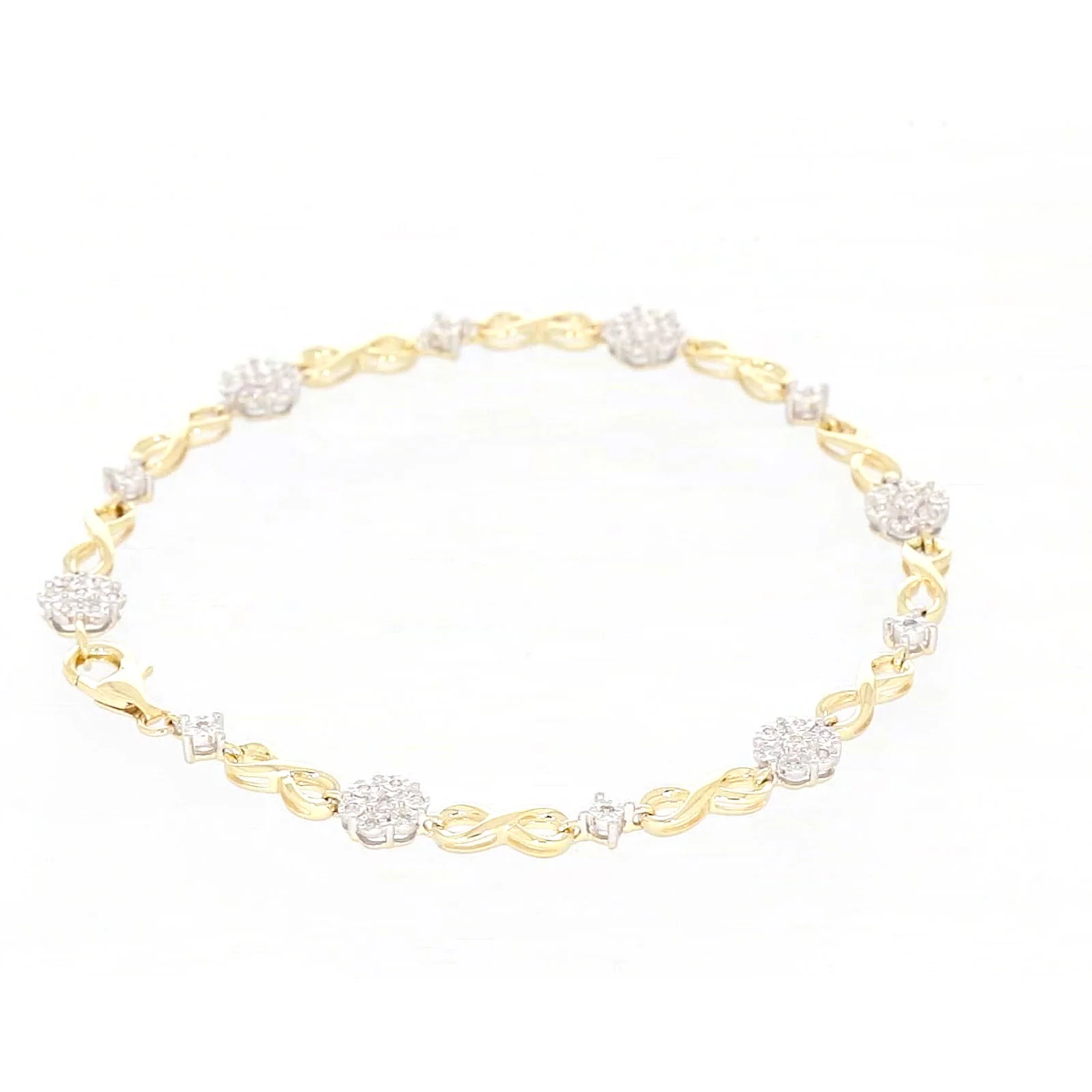 9ct Yellow Gold Round Brilliant Cut 0.15 Carat tw of Diamonds Bracelet - Image 47