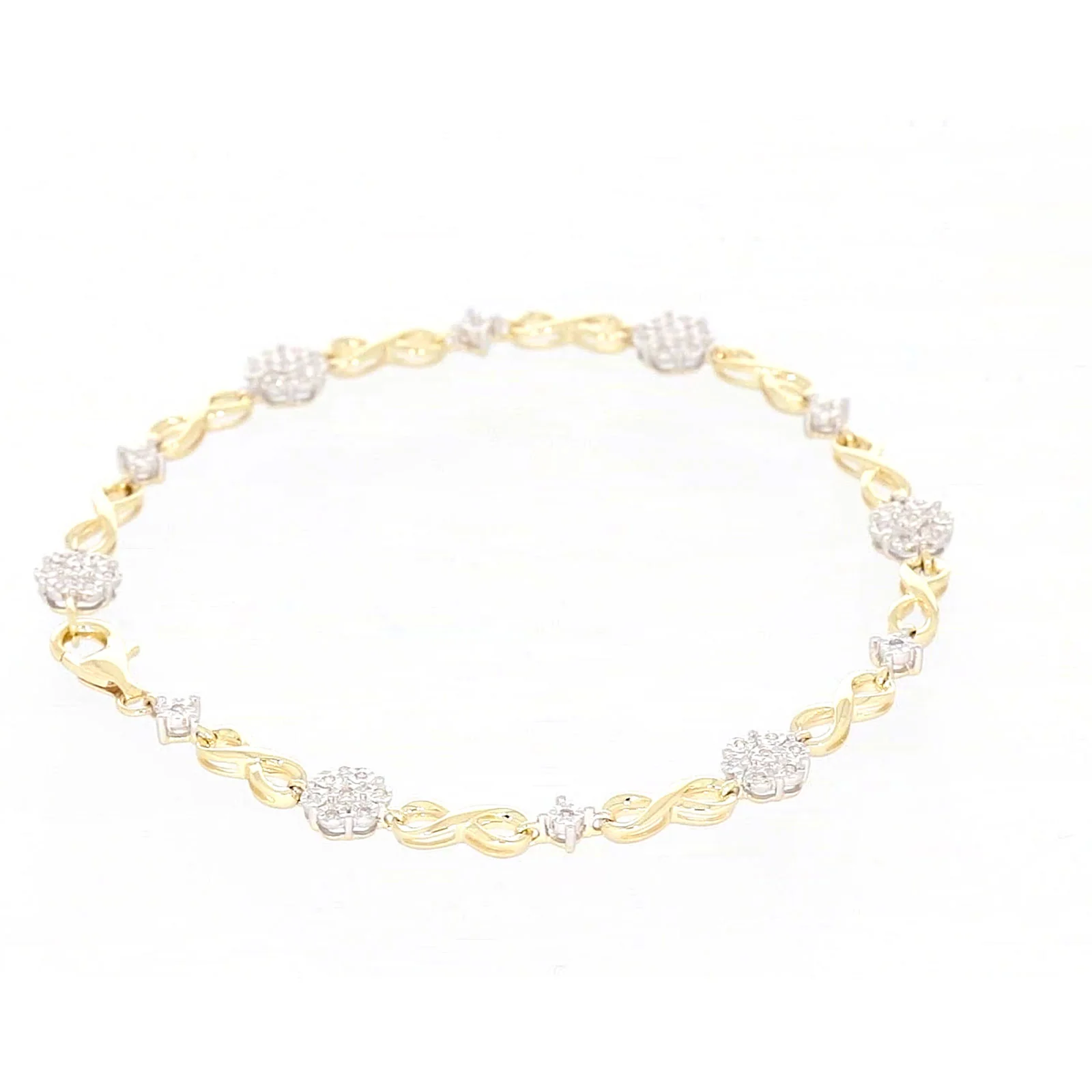 9ct Yellow Gold Round Brilliant Cut 0.15 Carat tw of Diamonds Bracelet - Image 48