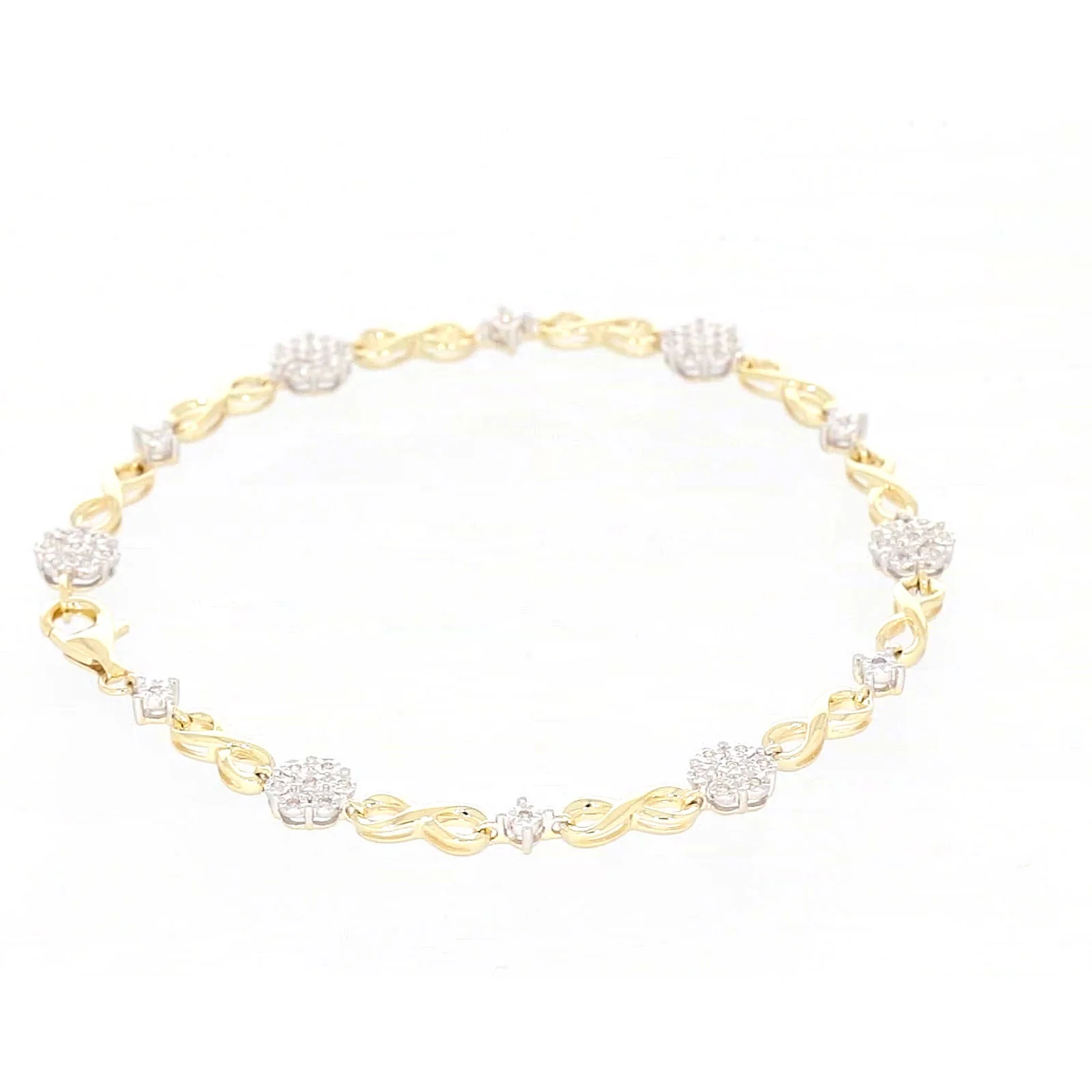 9ct Yellow Gold Round Brilliant Cut 0.15 Carat tw of Diamonds Bracelet - Image 49