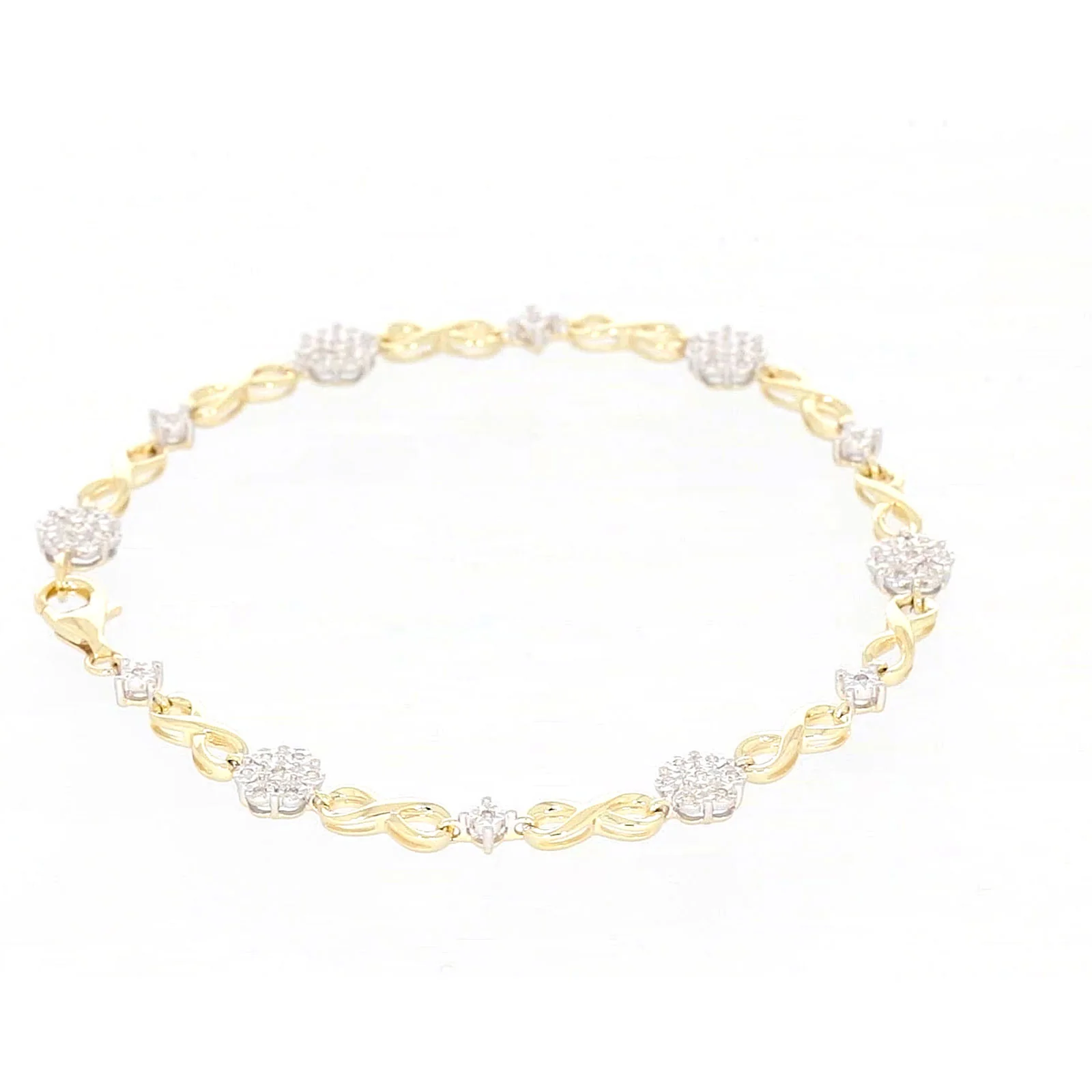 9ct Yellow Gold Round Brilliant Cut 0.15 Carat tw of Diamonds Bracelet - Image 50