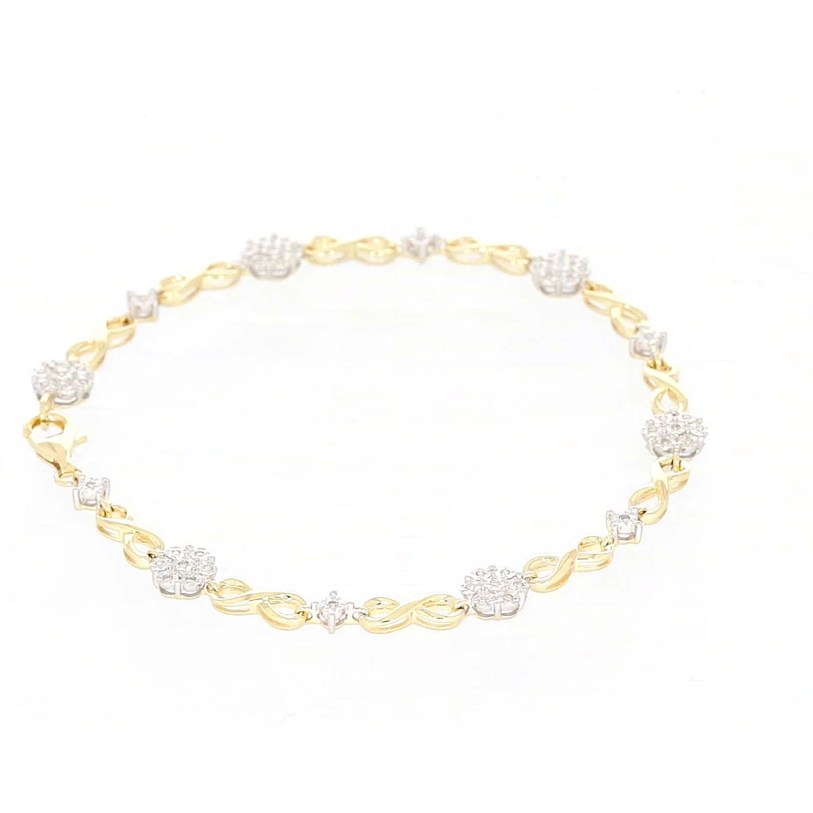 9ct Yellow Gold Round Brilliant Cut 0.15 Carat tw of Diamonds Bracelet - Image 51