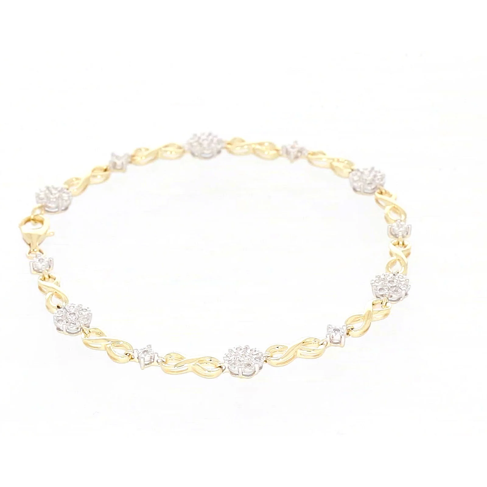 9ct Yellow Gold Round Brilliant Cut 0.15 Carat tw of Diamonds Bracelet - Image 54