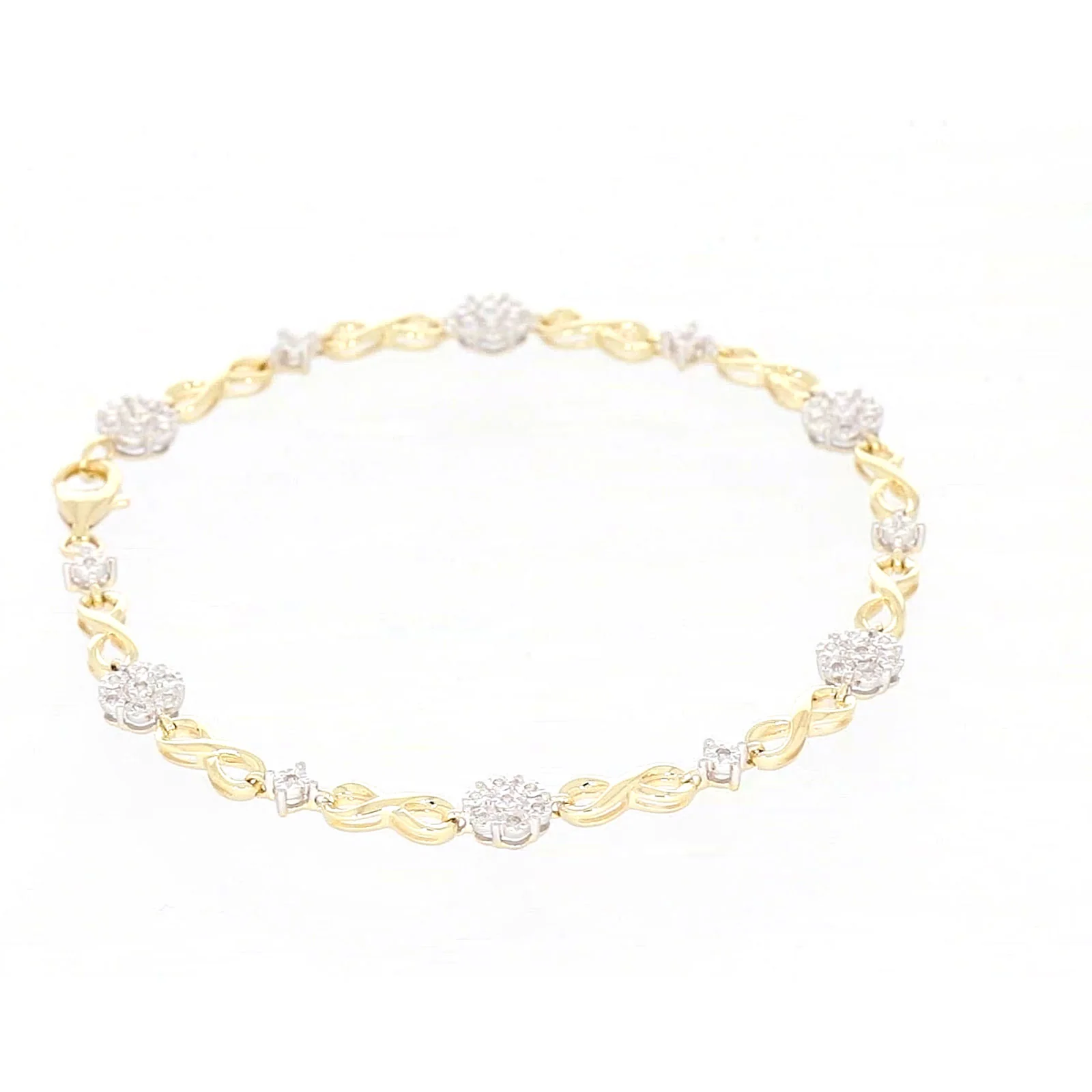 9ct Yellow Gold Round Brilliant Cut 0.15 Carat tw of Diamonds Bracelet - Image 55
