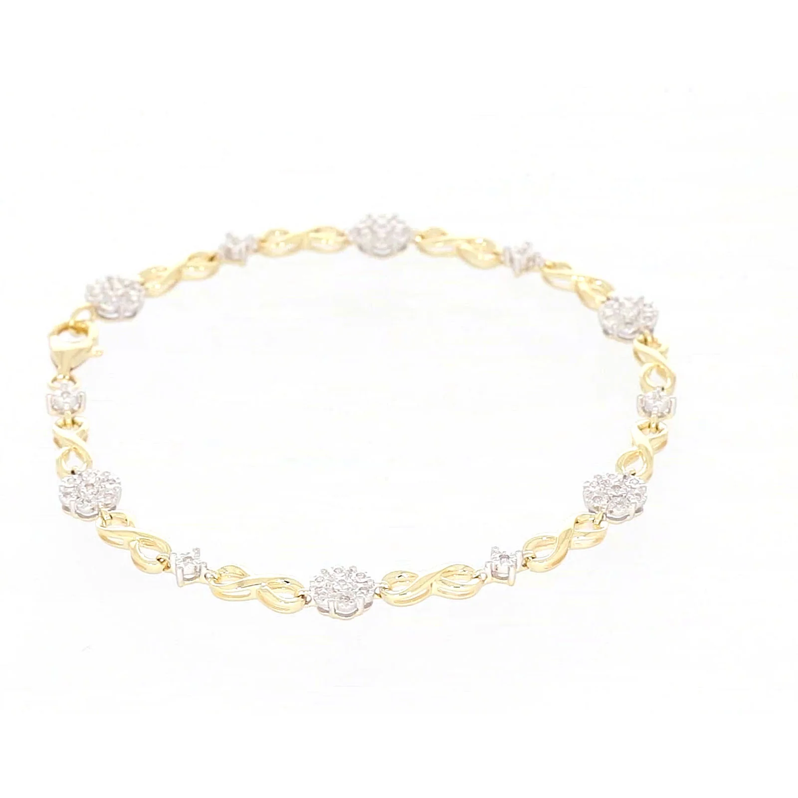 9ct Yellow Gold Round Brilliant Cut 0.15 Carat tw of Diamonds Bracelet - Image 56