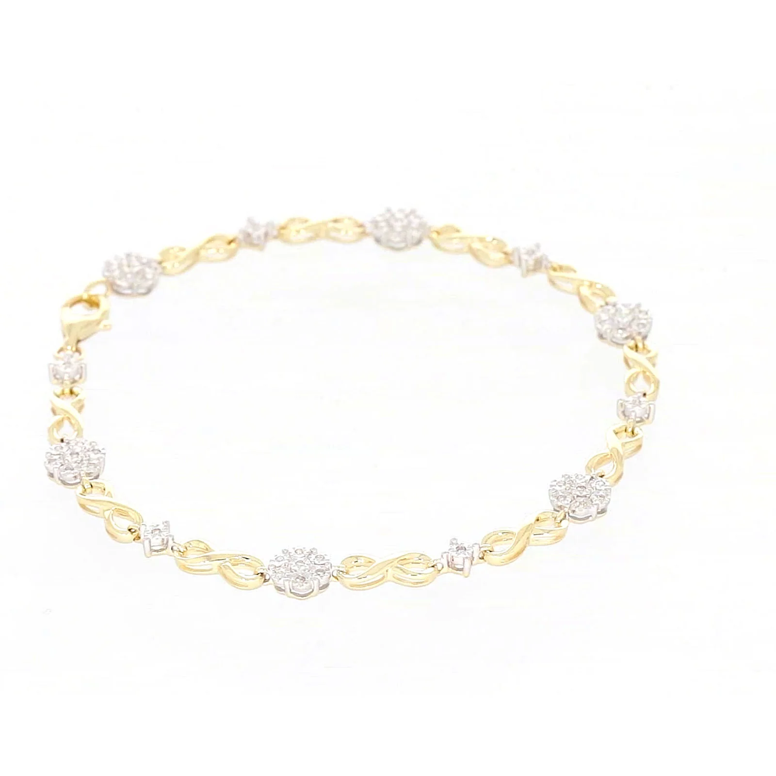 9ct Yellow Gold Round Brilliant Cut 0.15 Carat tw of Diamonds Bracelet - Image 57