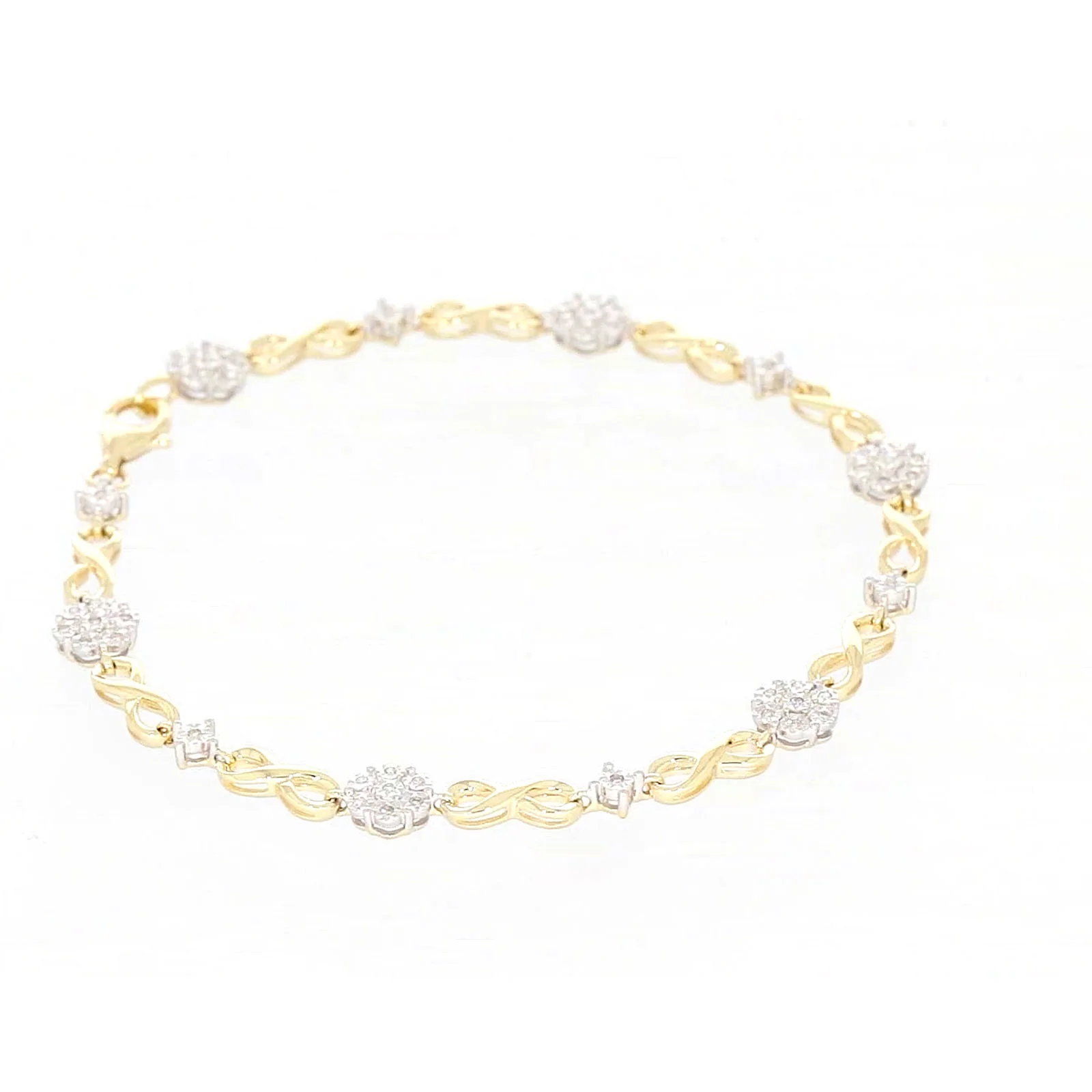 9ct Yellow Gold Round Brilliant Cut 0.15 Carat tw of Diamonds Bracelet - Image 58