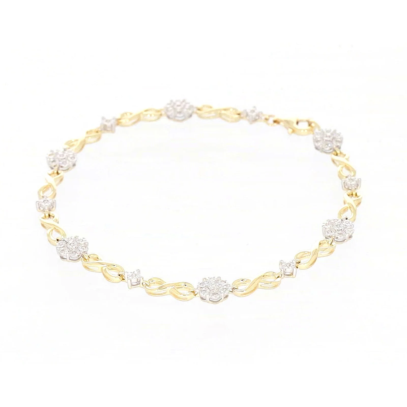 9ct Yellow Gold Round Brilliant Cut 0.15 Carat tw of Diamonds Bracelet - Image 6