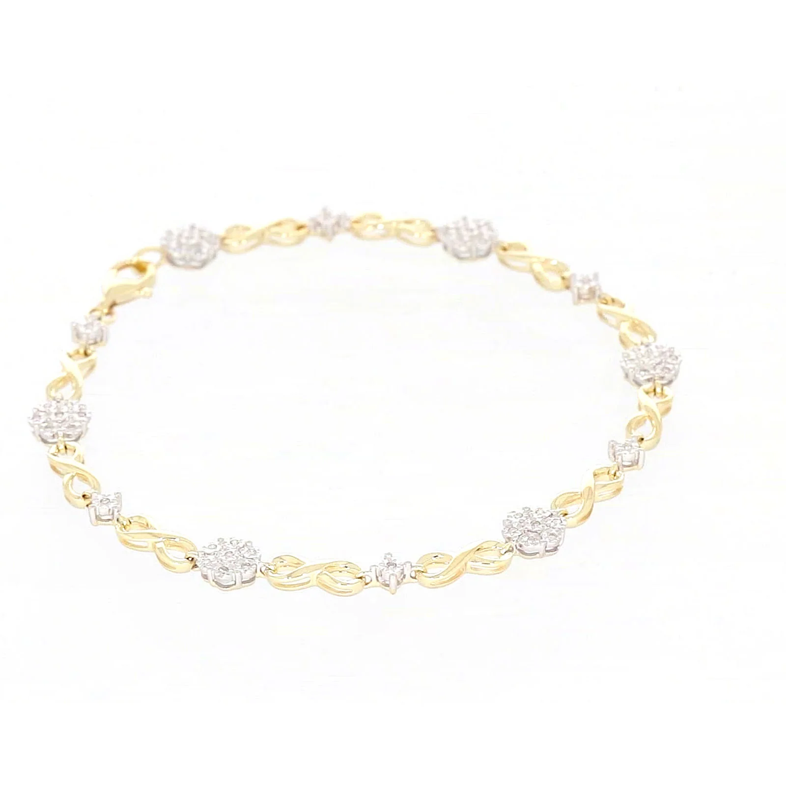 9ct Yellow Gold Round Brilliant Cut 0.15 Carat tw of Diamonds Bracelet - Image 60