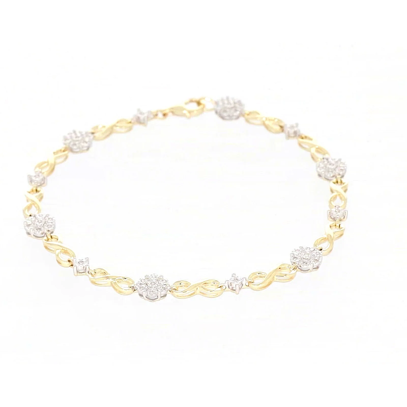 9ct Yellow Gold Round Brilliant Cut 0.15 Carat tw of Diamonds Bracelet - Image 70
