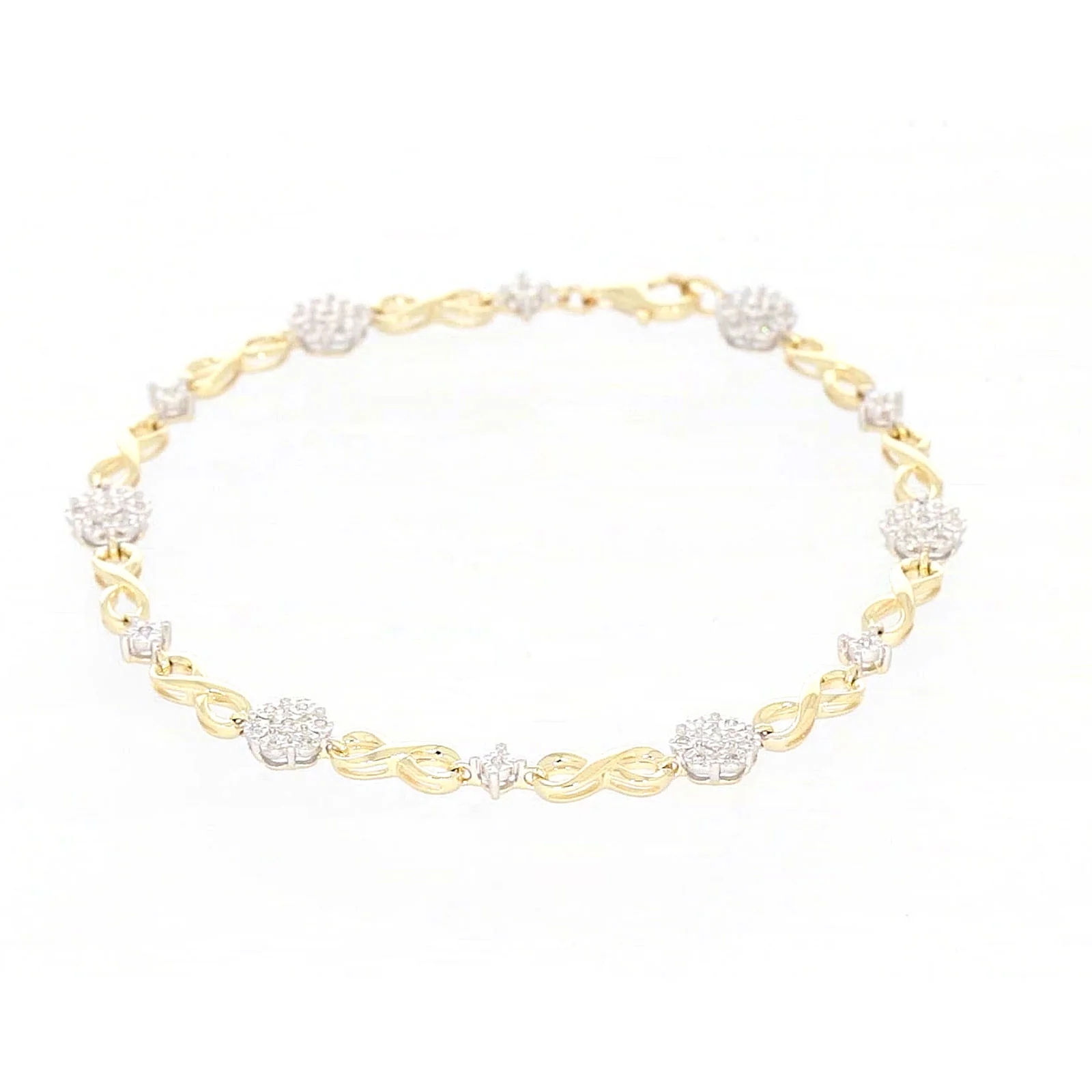 9ct Yellow Gold Round Brilliant Cut 0.15 Carat tw of Diamonds Bracelet - Image 74