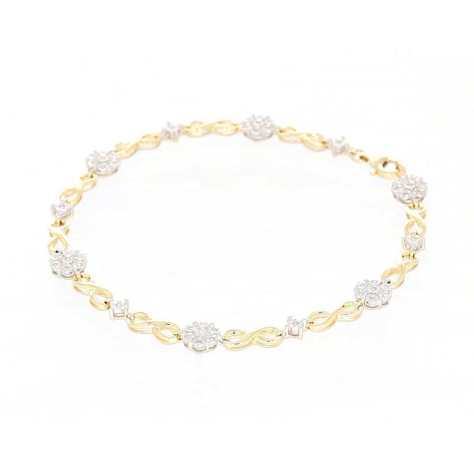 9ct Yellow Gold Round Brilliant Cut 0.15 Carat tw of Diamonds Bracelet - Image 9