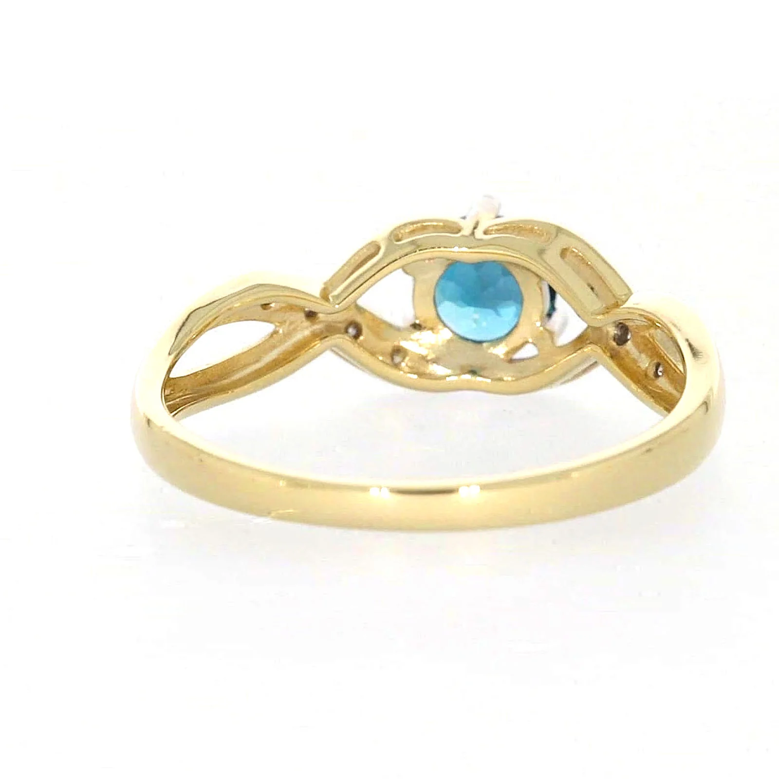 9ct Yellow Gold Round Brilliant Cut Blue Topaz Diamond Set Ring - Image 39