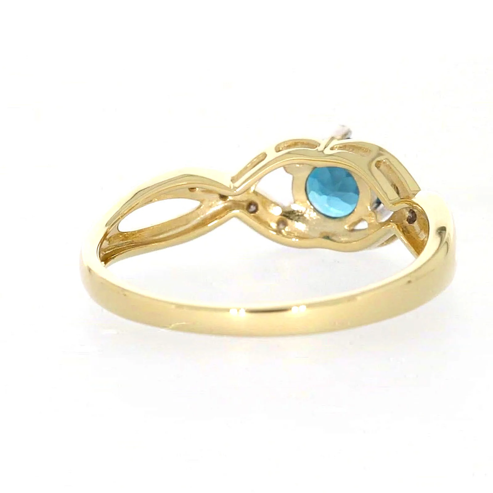 9ct Yellow Gold Round Brilliant Cut Blue Topaz Diamond Set Ring - Image 41