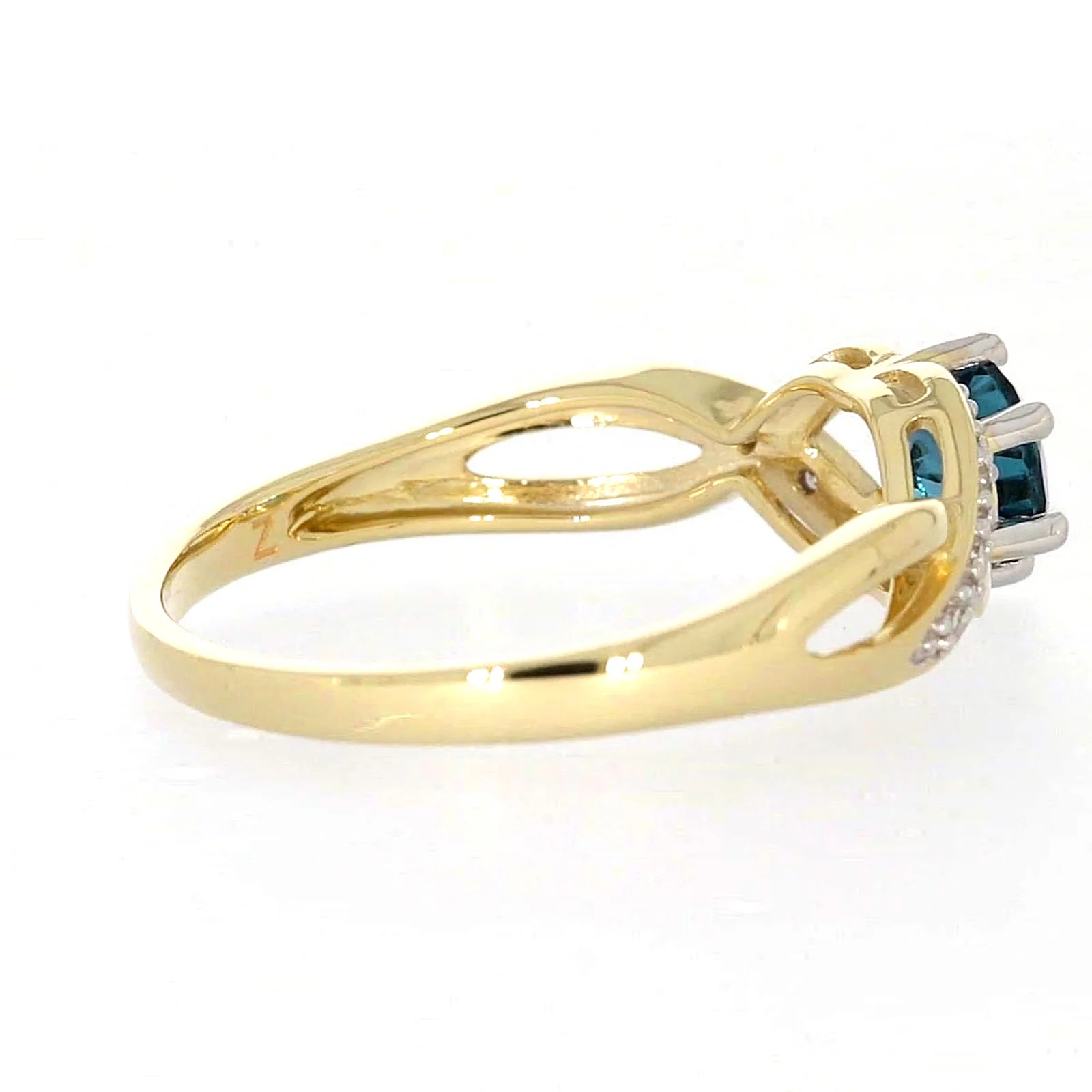 9ct Yellow Gold Round Brilliant Cut Blue Topaz Diamond Set Ring - Image 50