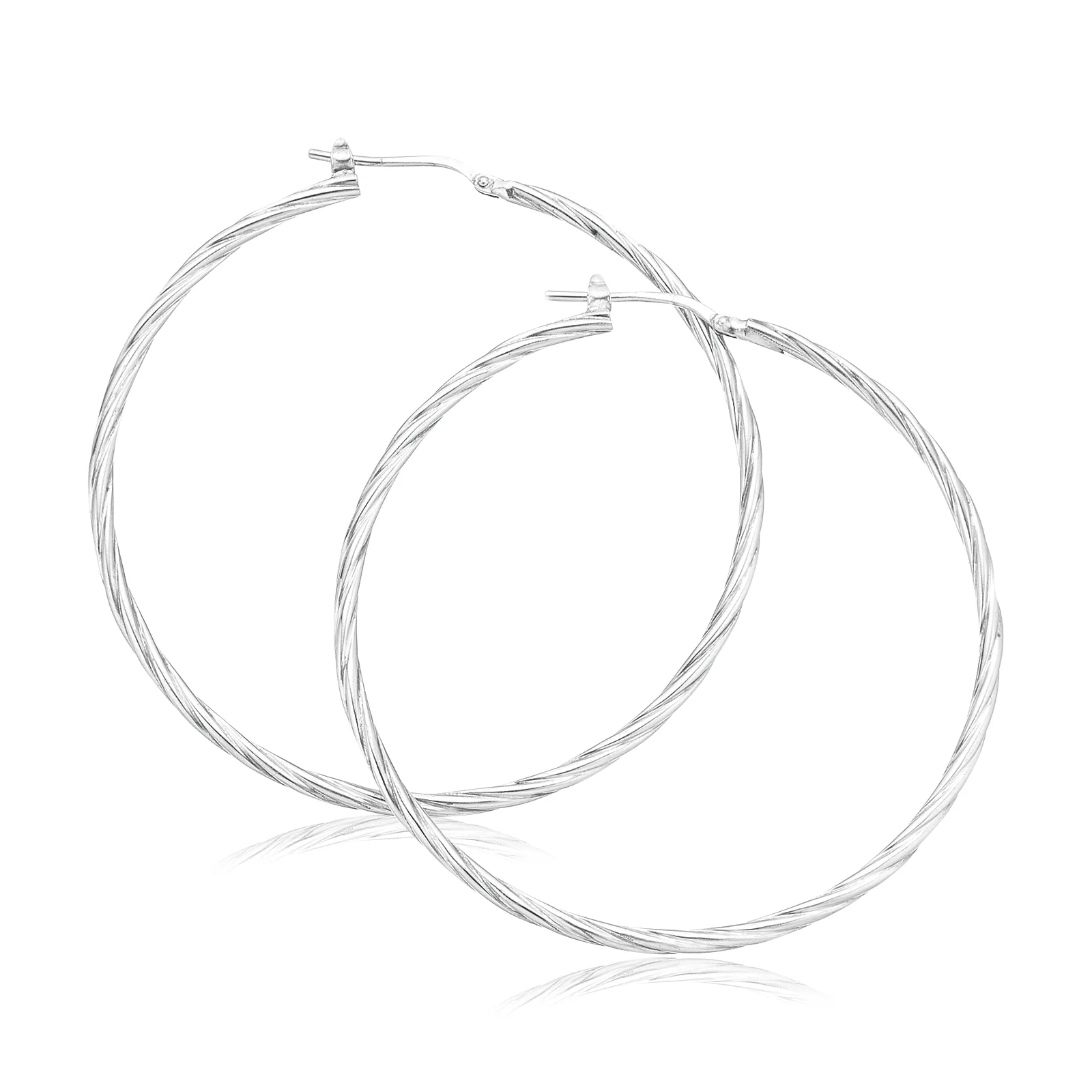 Sterling Silver50x2 mm Twist Hoop Earrings