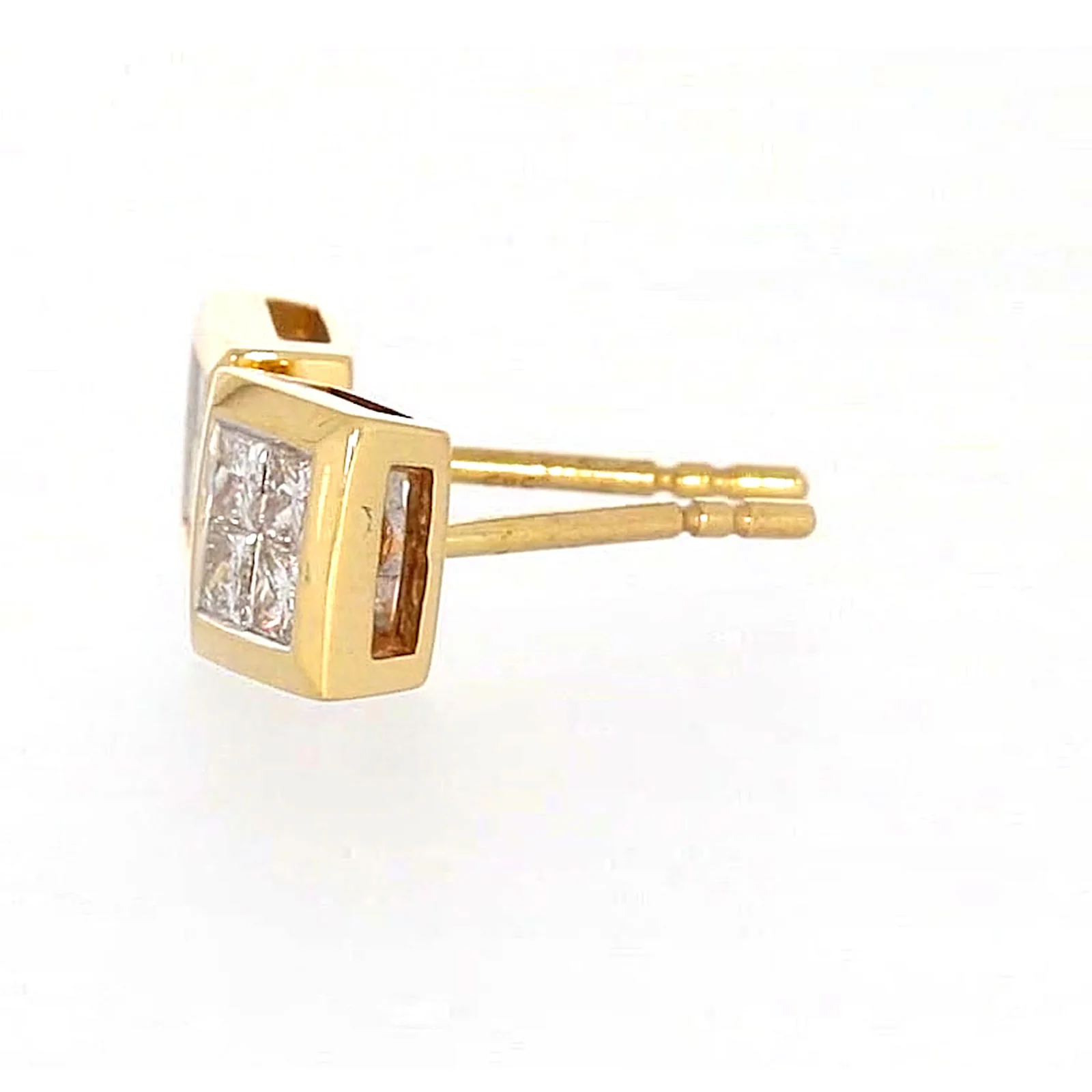 New York 14ct Yellow Gold Princess Cut 1/4 CARAT tw of Diamonds Stud Earrings - Image 18
