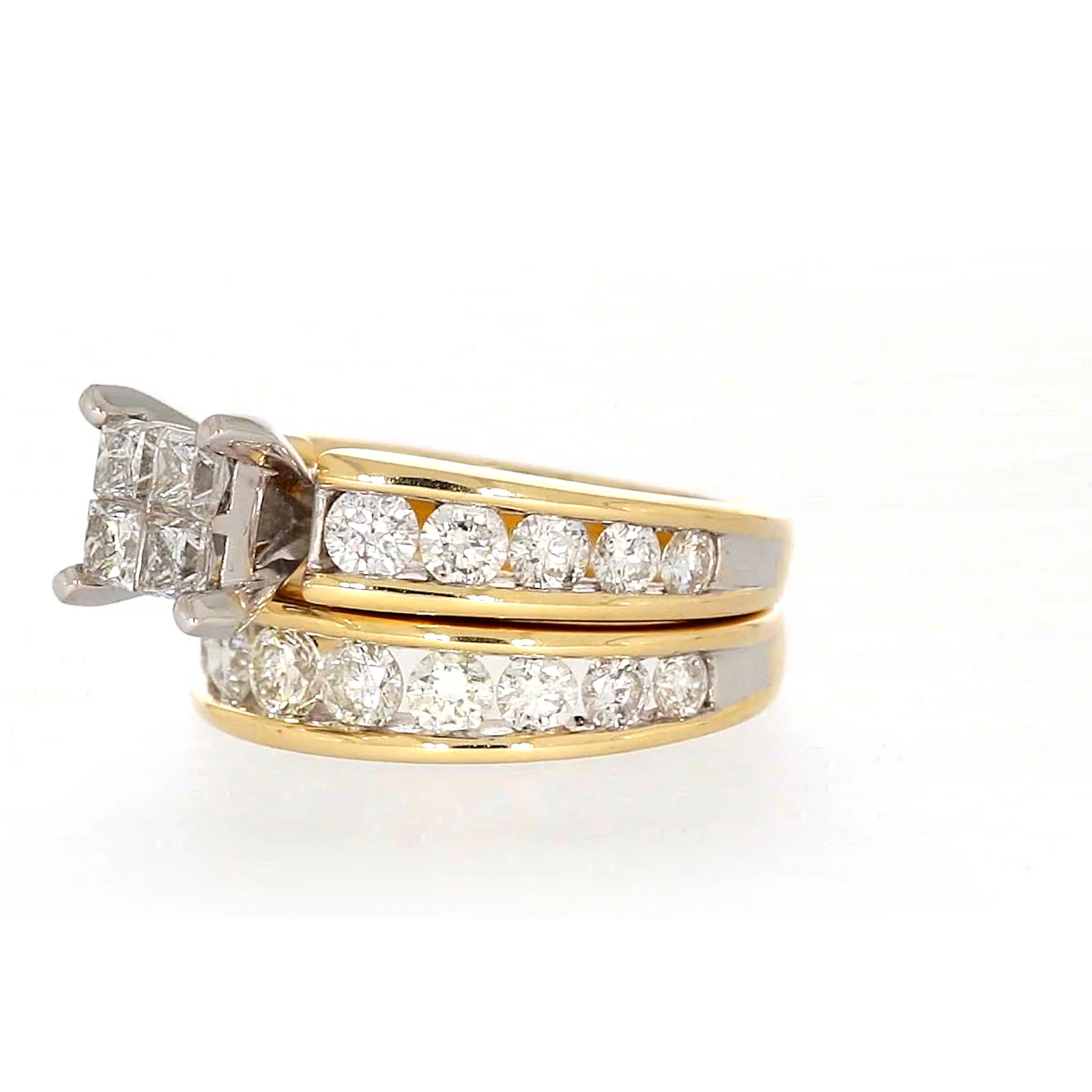 New York 14ct Two Tone Gold Round Brilliant & Princess Cut 3 CARAT tw of Diamonds Ring - Image 11