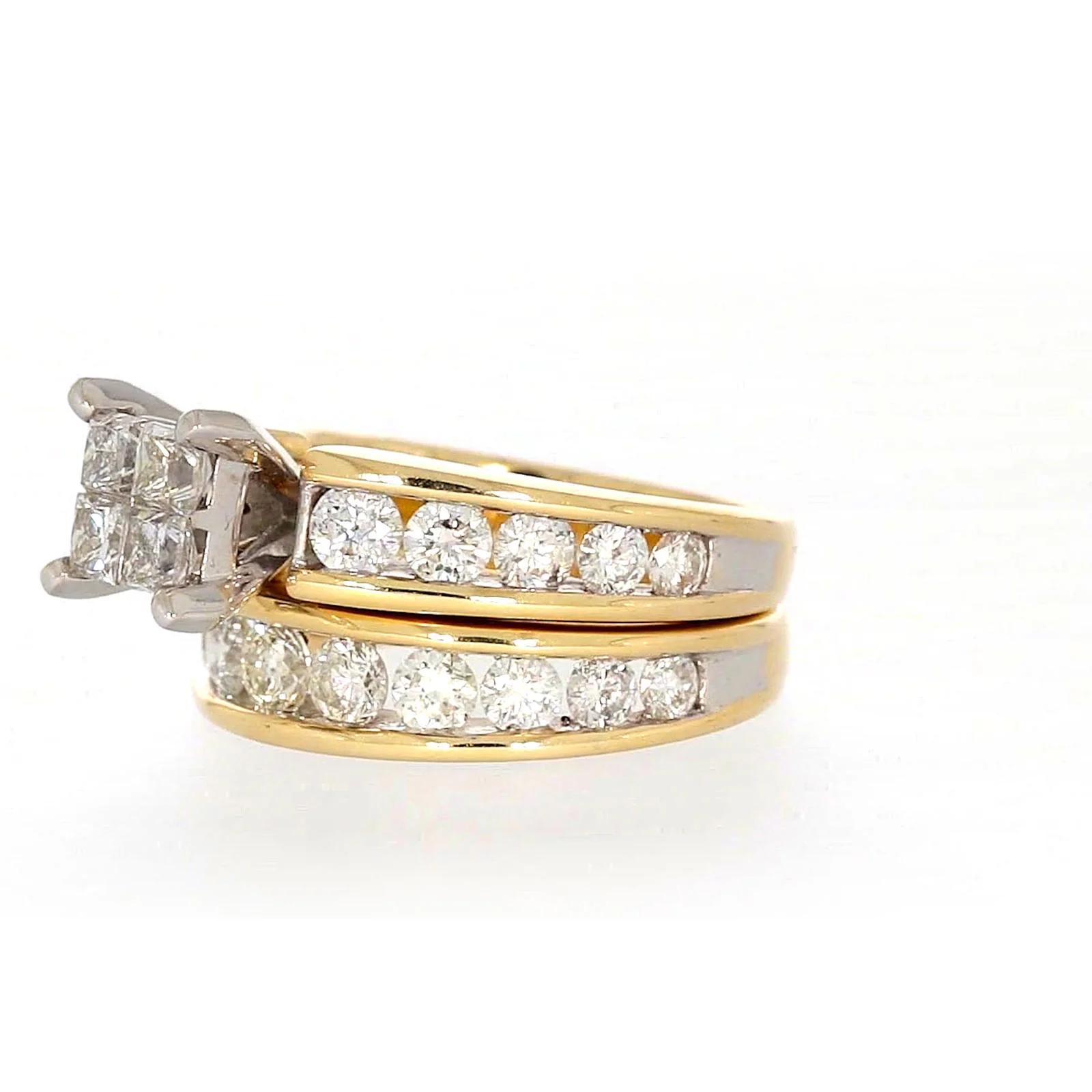 New York 14ct Two Tone Gold Round Brilliant & Princess Cut 3 CARAT tw of Diamonds Ring - Image 12
