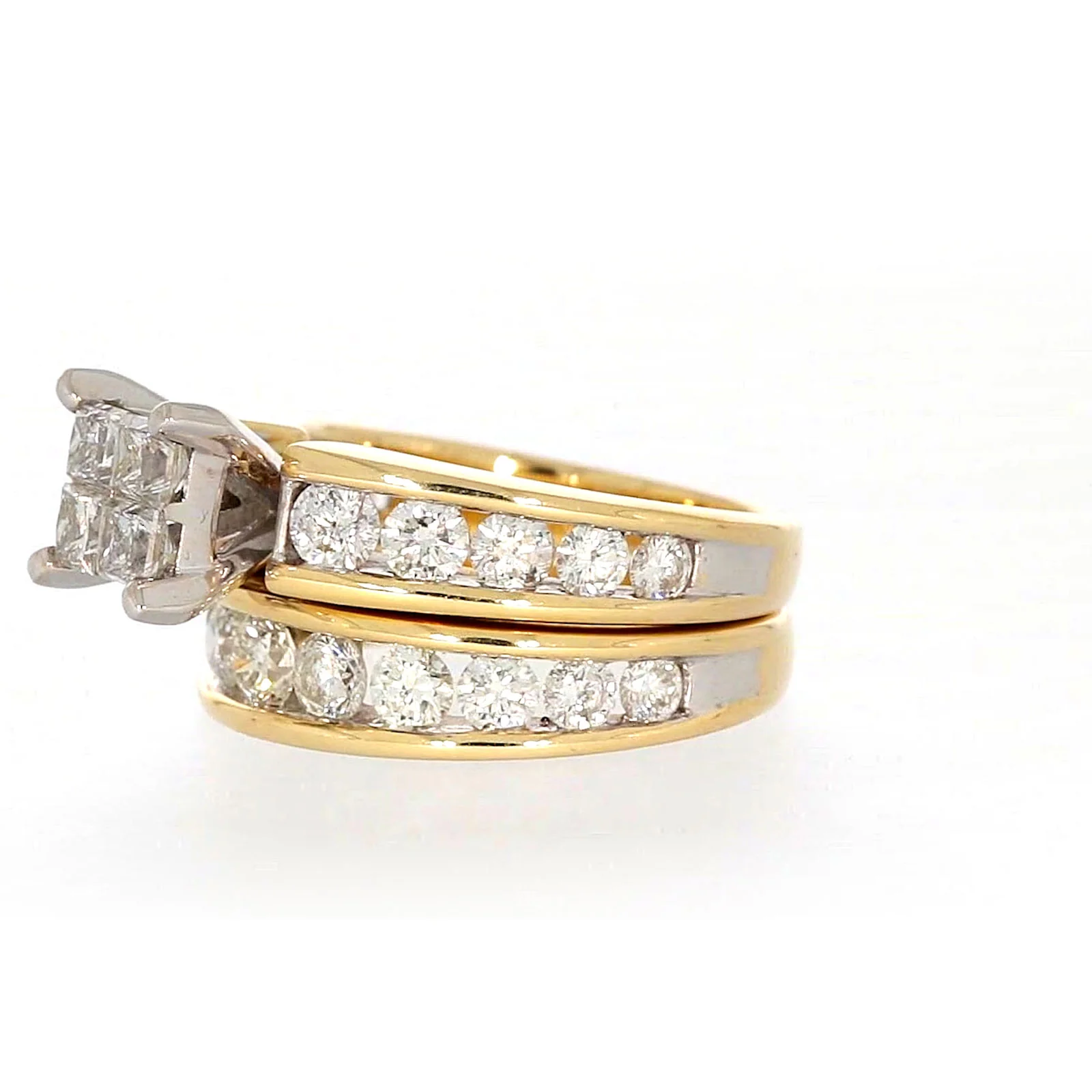 New York 14ct Two Tone Gold Round Brilliant & Princess Cut 3 CARAT tw of Diamonds Ring - Image 13