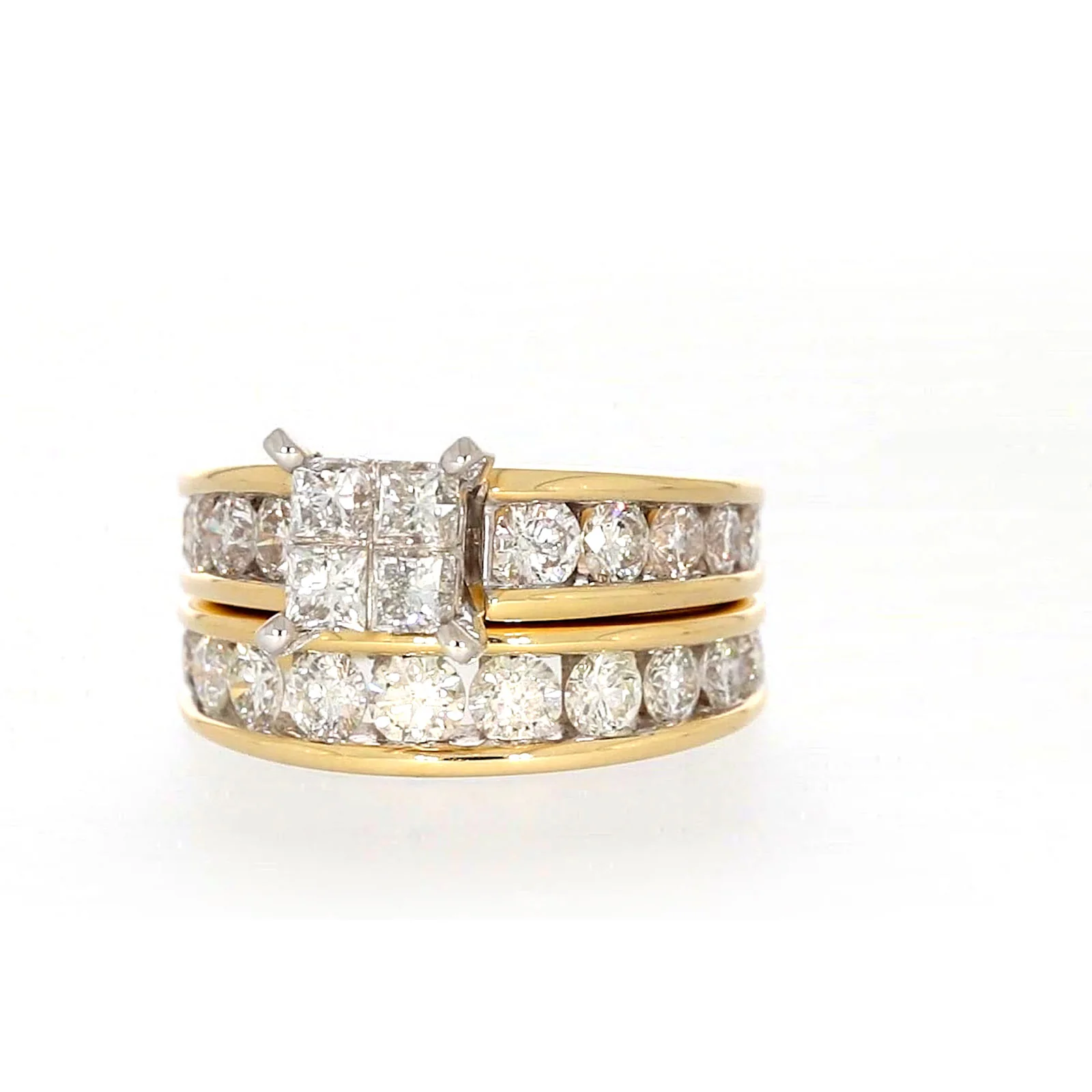 New York 14ct Two Tone Gold Round Brilliant & Princess Cut 3 CARAT tw of Diamonds Ring - Image 4