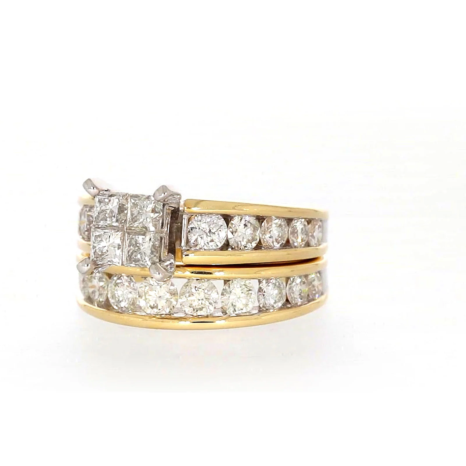 New York 14ct Two Tone Gold Round Brilliant & Princess Cut 3 CARAT tw of Diamonds Ring - Image 6