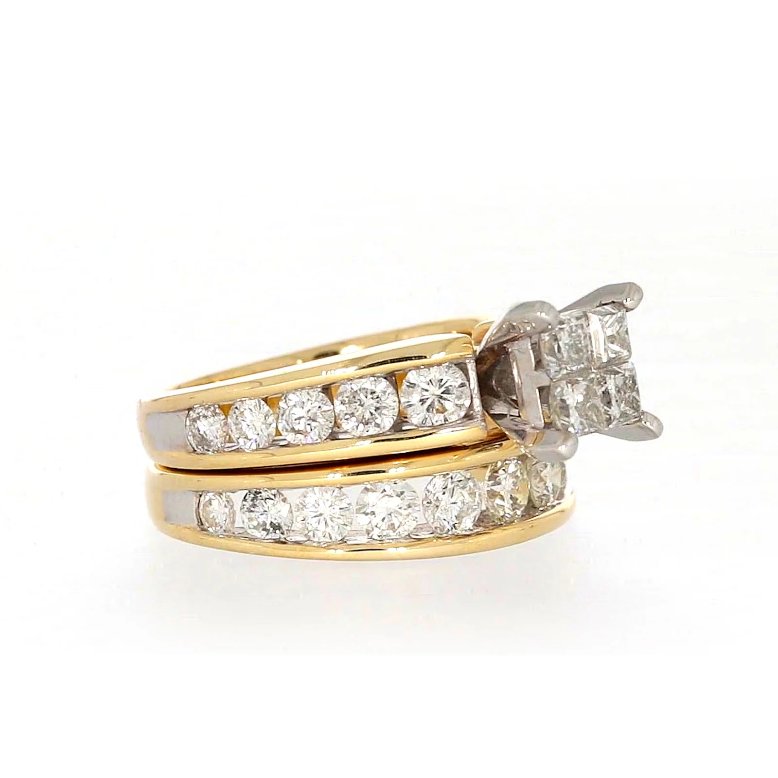New York 14ct Two Tone Gold Round Brilliant & Princess Cut 3 CARAT tw of Diamonds Ring - Image 65