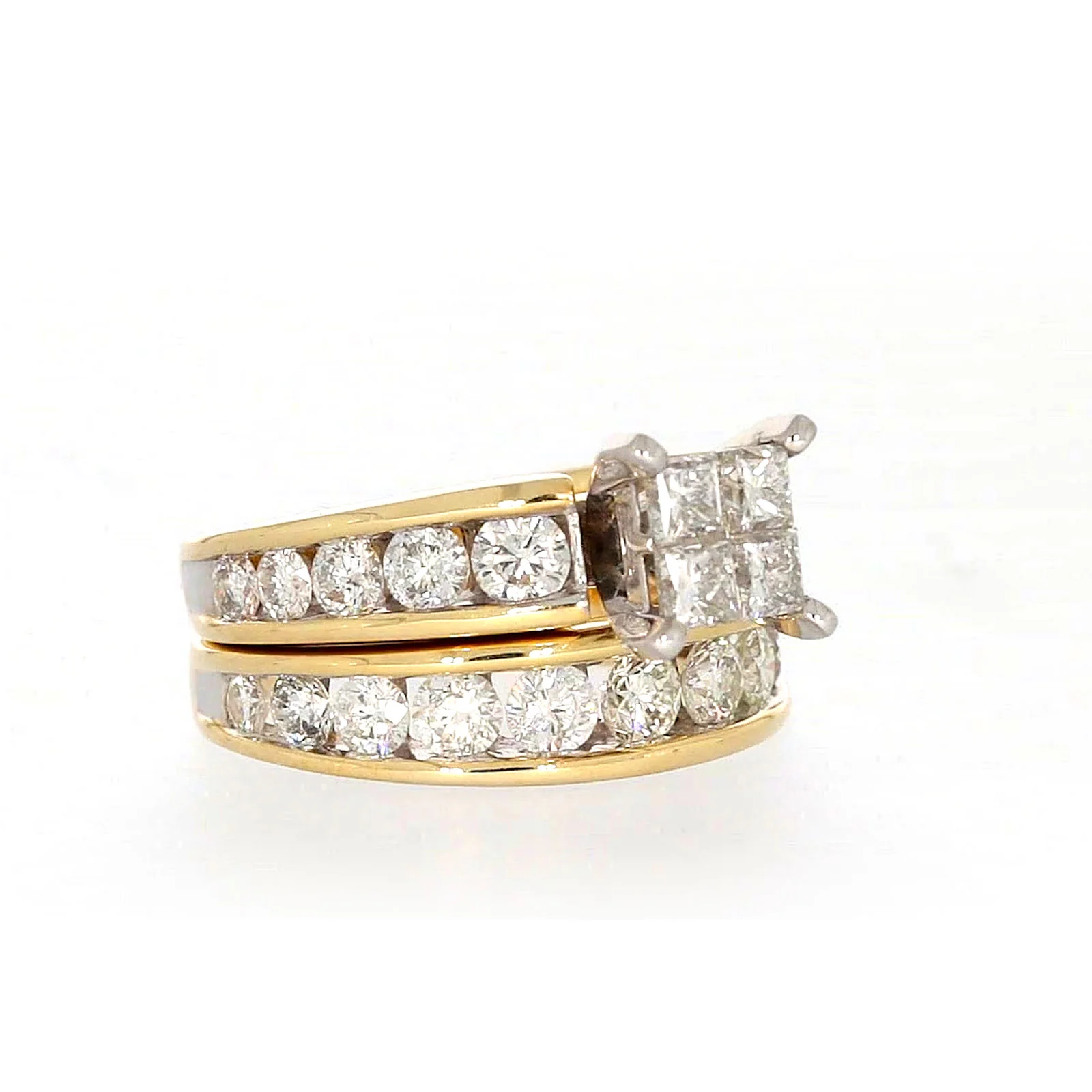 New York 14ct Two Tone Gold Round Brilliant & Princess Cut 3 CARAT tw of Diamonds Ring - Image 68