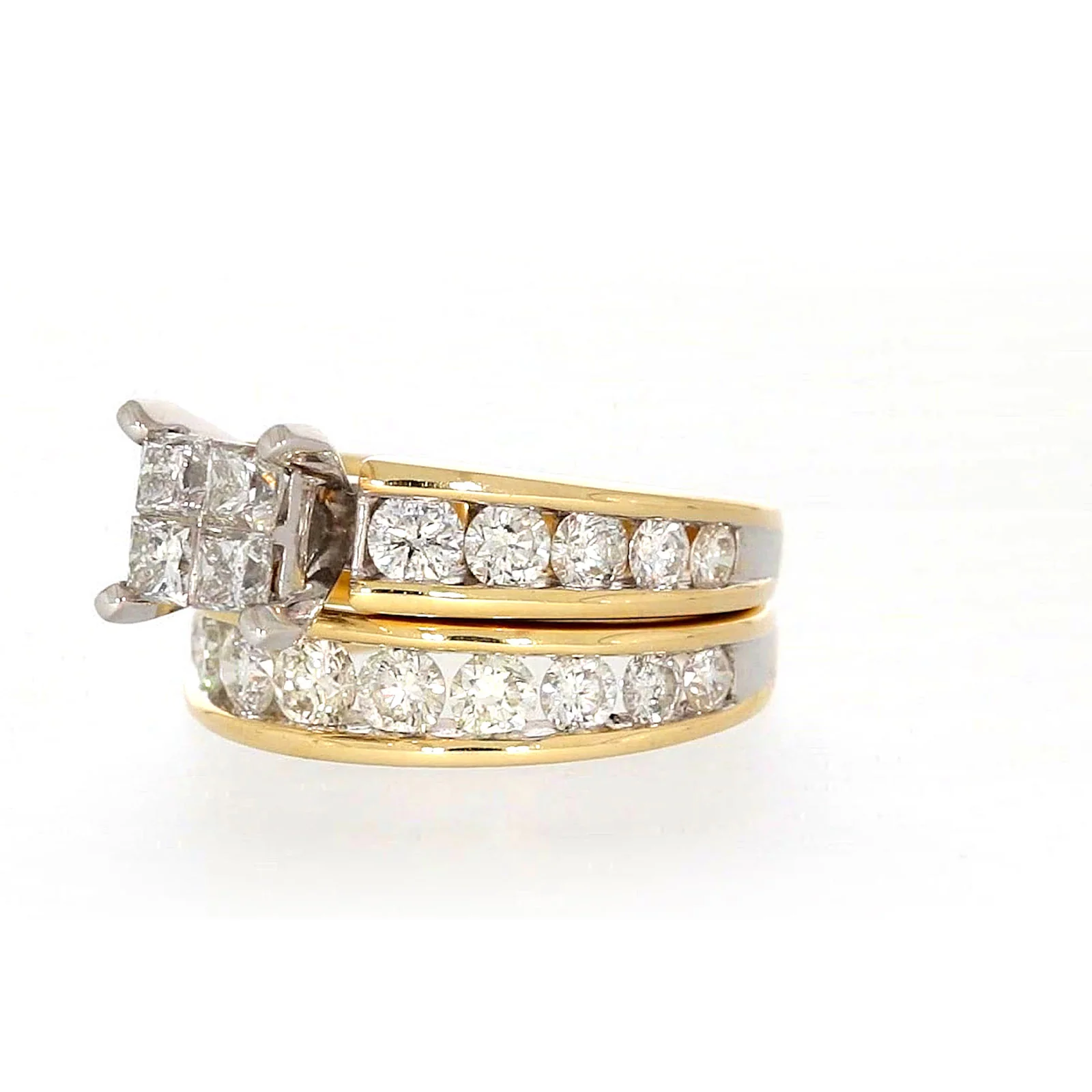 New York 14ct Two Tone Gold Round Brilliant & Princess Cut 3 CARAT tw of Diamonds Ring - Image 9