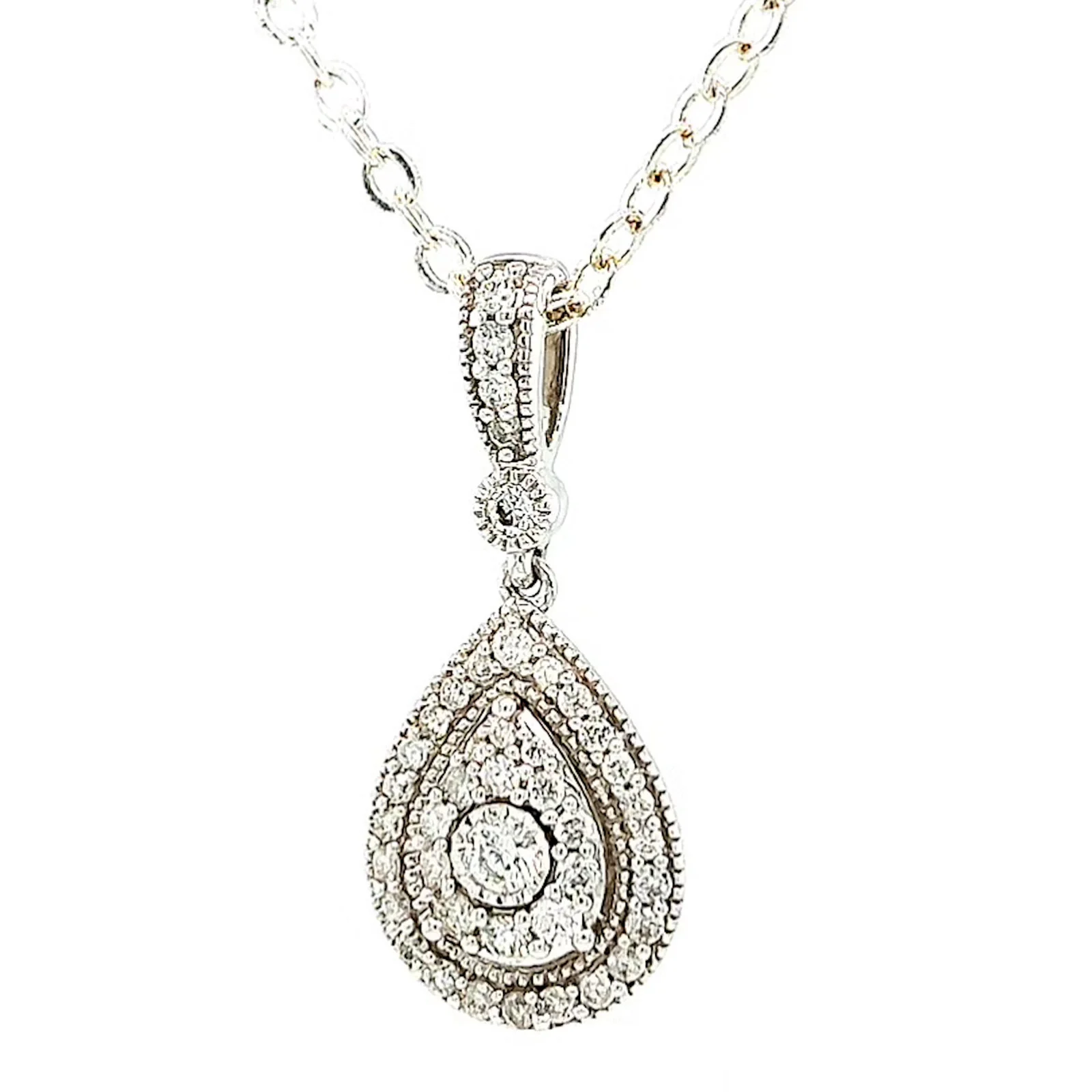 Paris 14ct White Gold Round Brilliant Cut 1/4 CARAT tw of Diamonds Pendant - Image 7