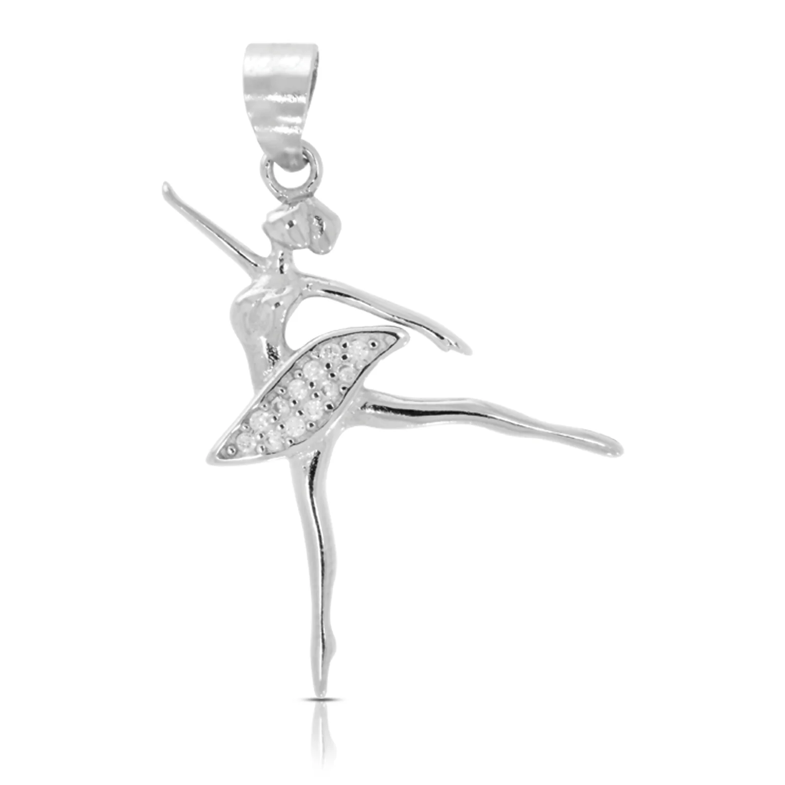 Sterling Silver Cubic Zirconia Ballerina Pendant